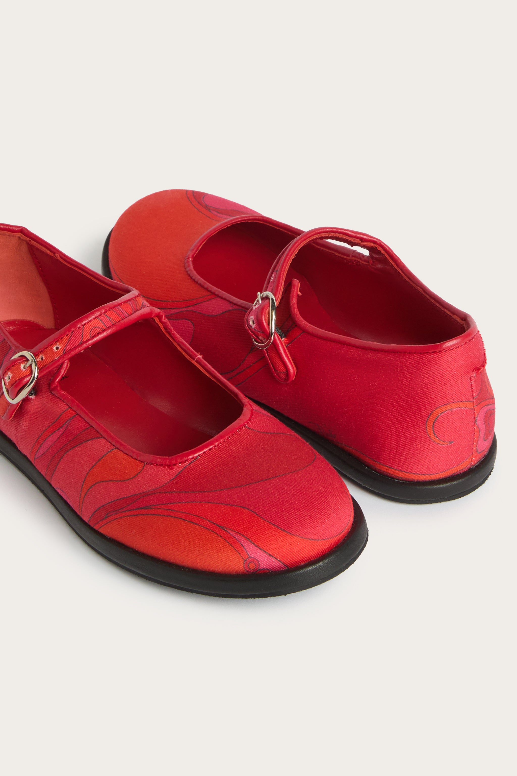 Emilio Pucci ballerines coton rouge imprimé orchidée fille