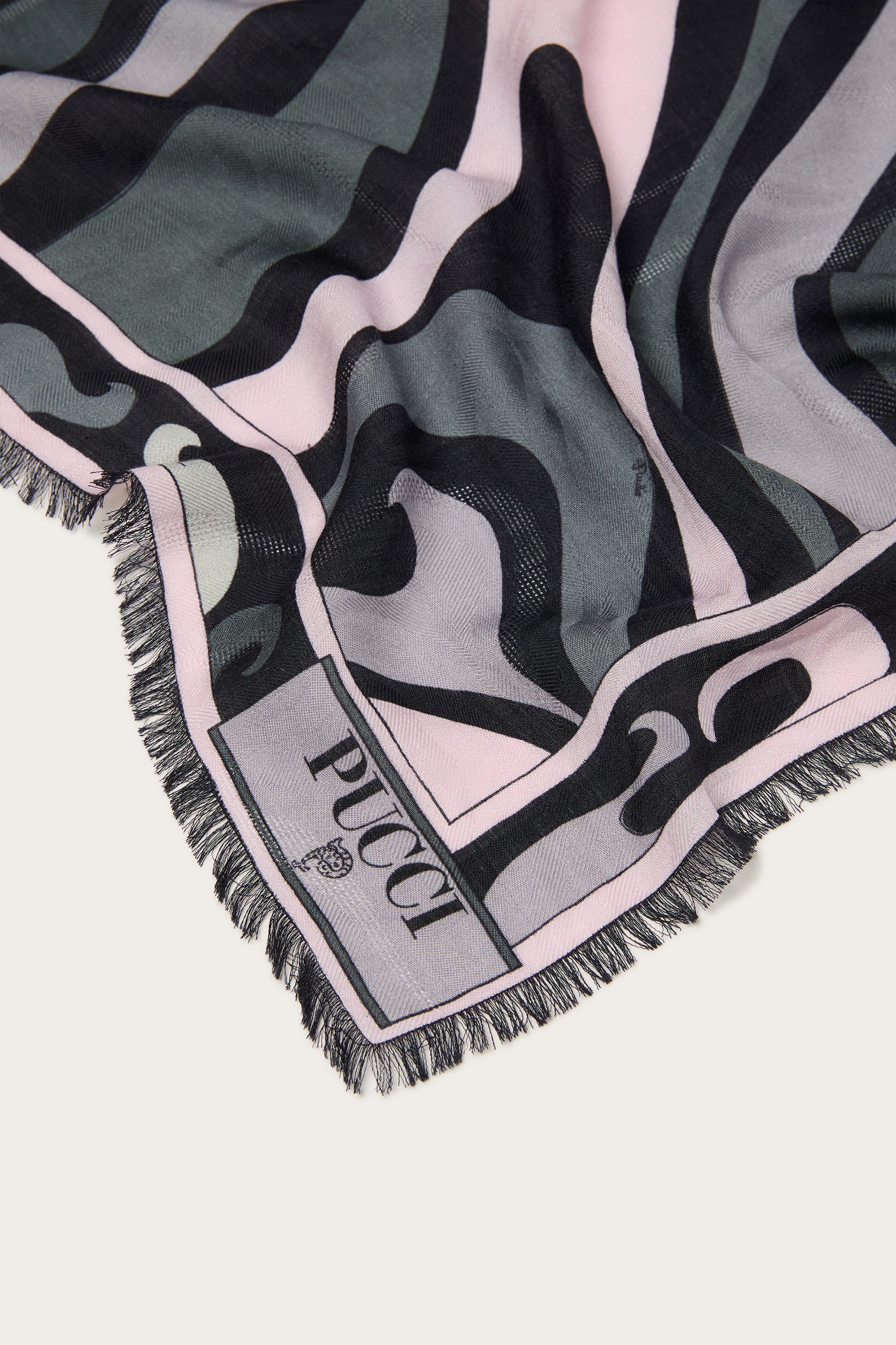 Emilio Pucci Marmo pashmina noir rose 120x120