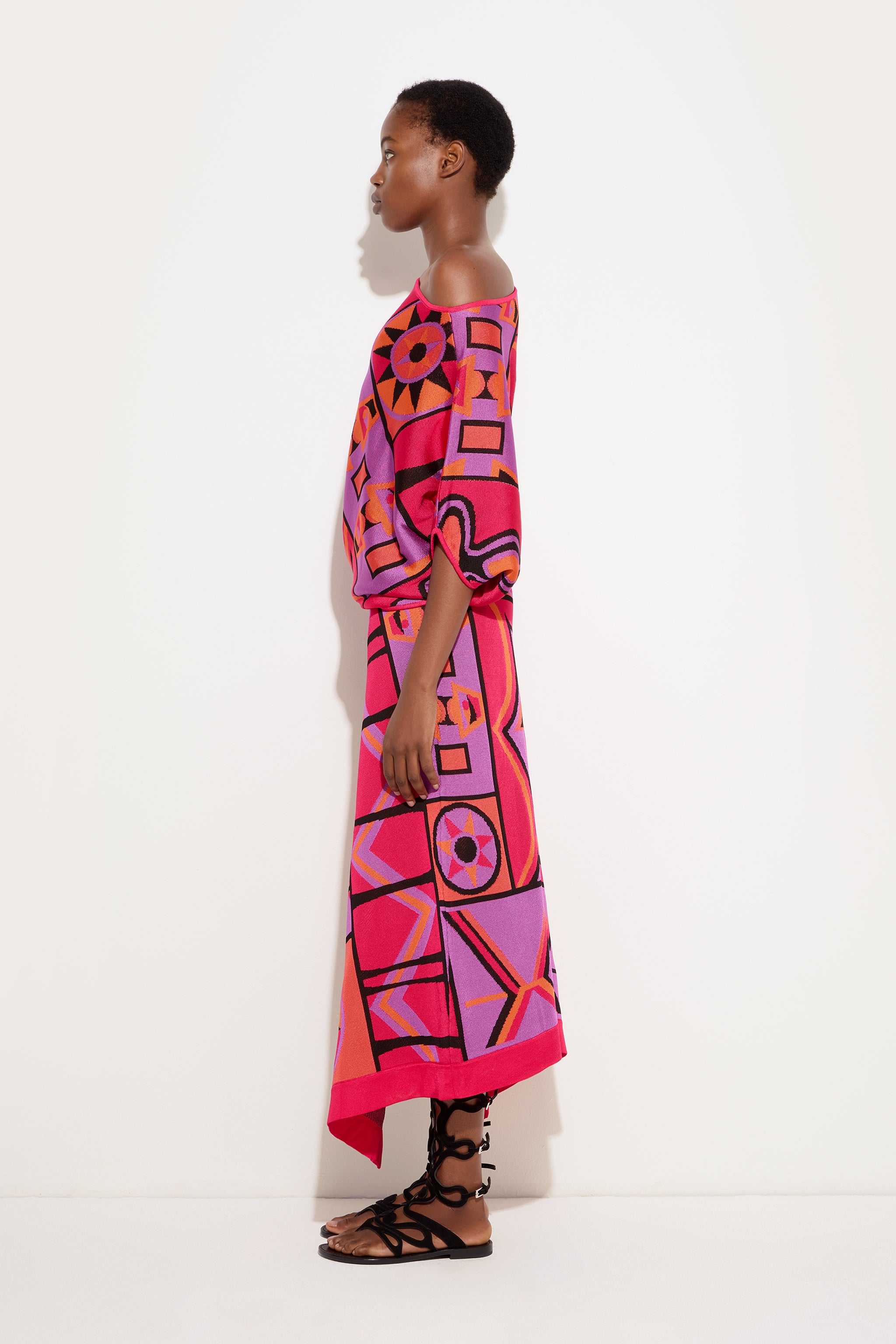 Emilio Pucci Top Drappeggiato Jacquard top fuchsia noir