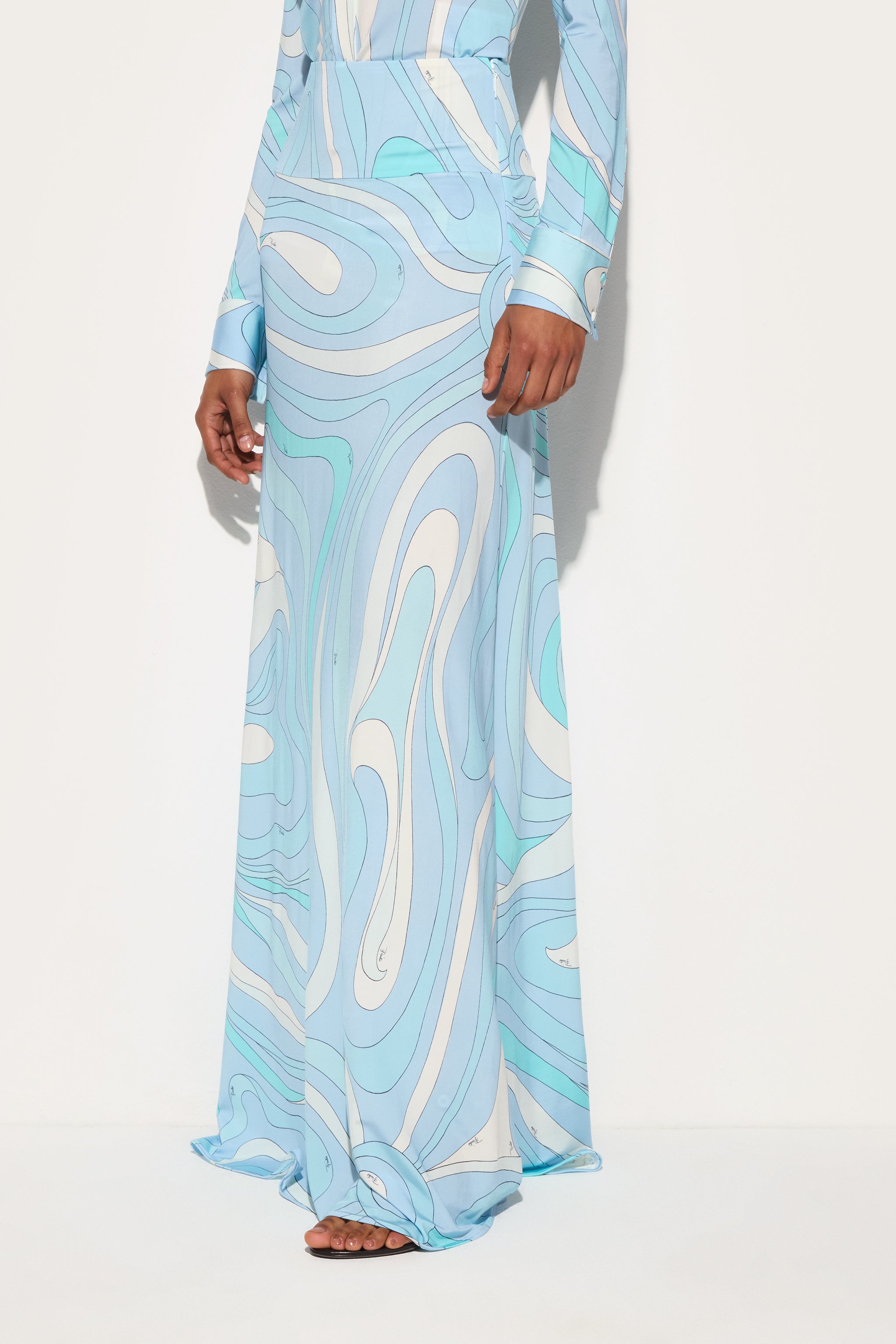 Emilio Pucci Skirts jupe longue aqua jersey satin