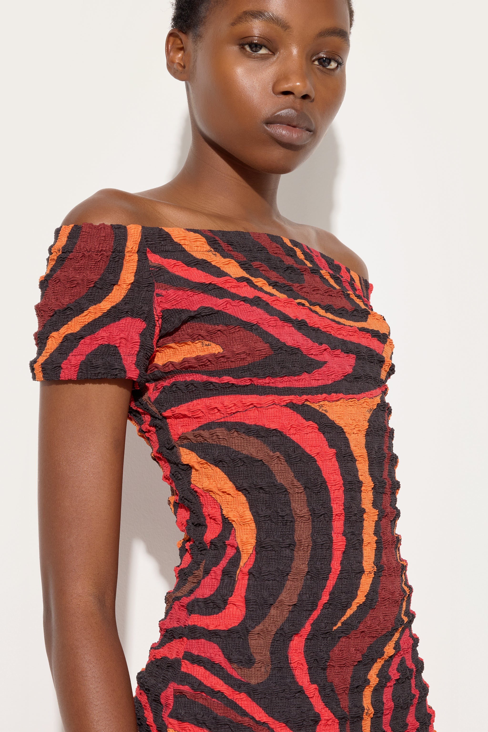 Emilio Pucci Top Shibori Stampa Marmo top orange/noir