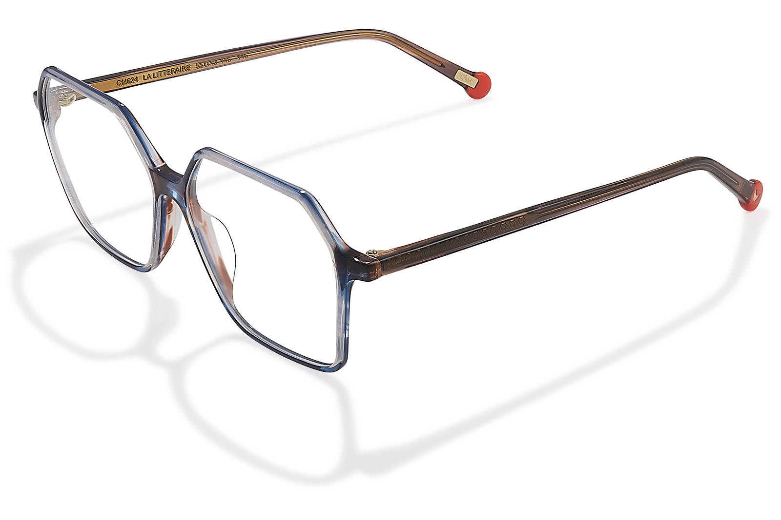 Clémence & Margaux La Littéraire lunettes de vue Marbré Brun & Bleu hexagonale