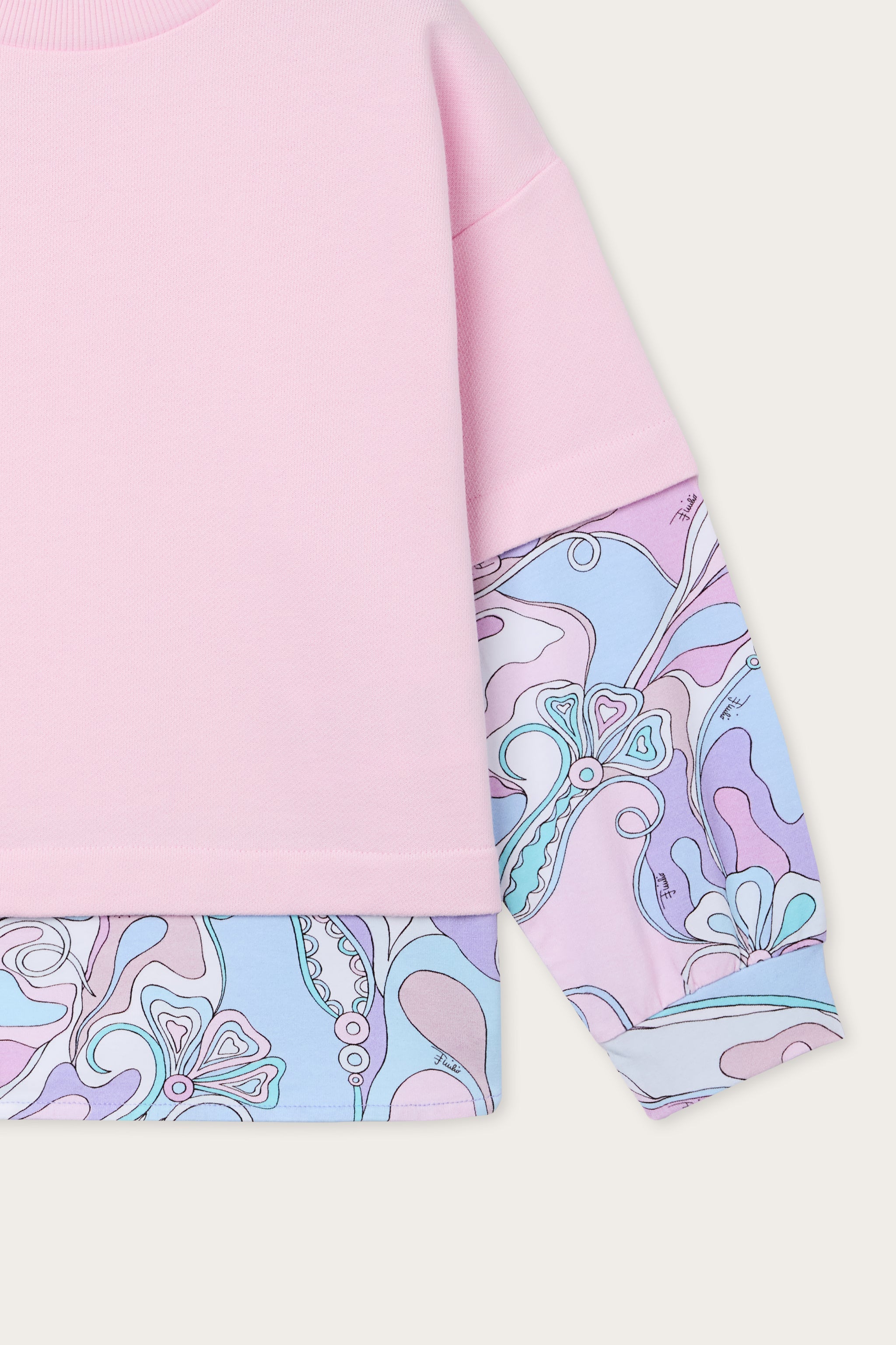 Emilio Pucci T-Shirts Sweat coton orchidées rose 4Y