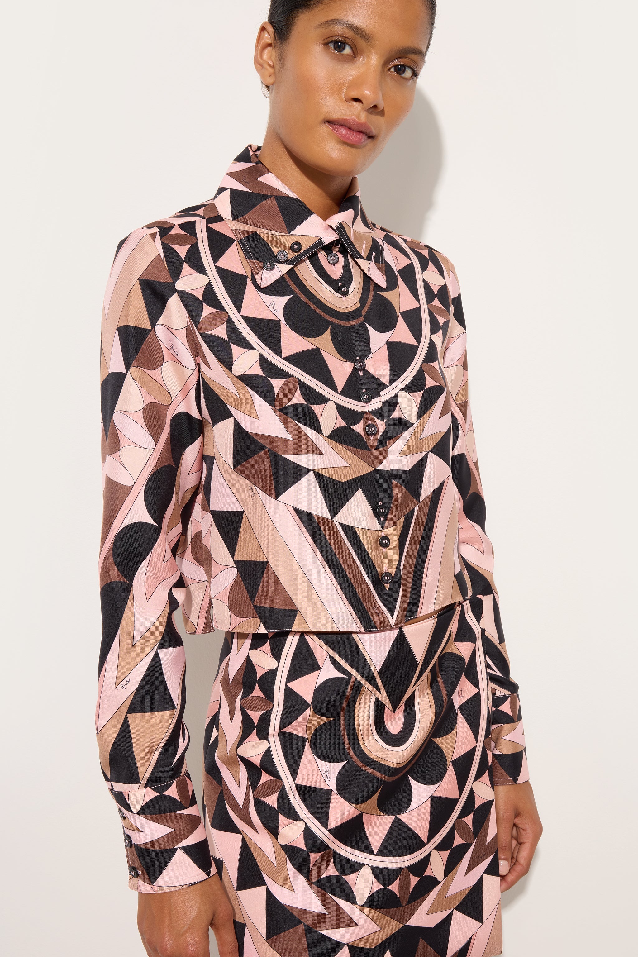Emilio Pucci Manuba chemise crop soie nude