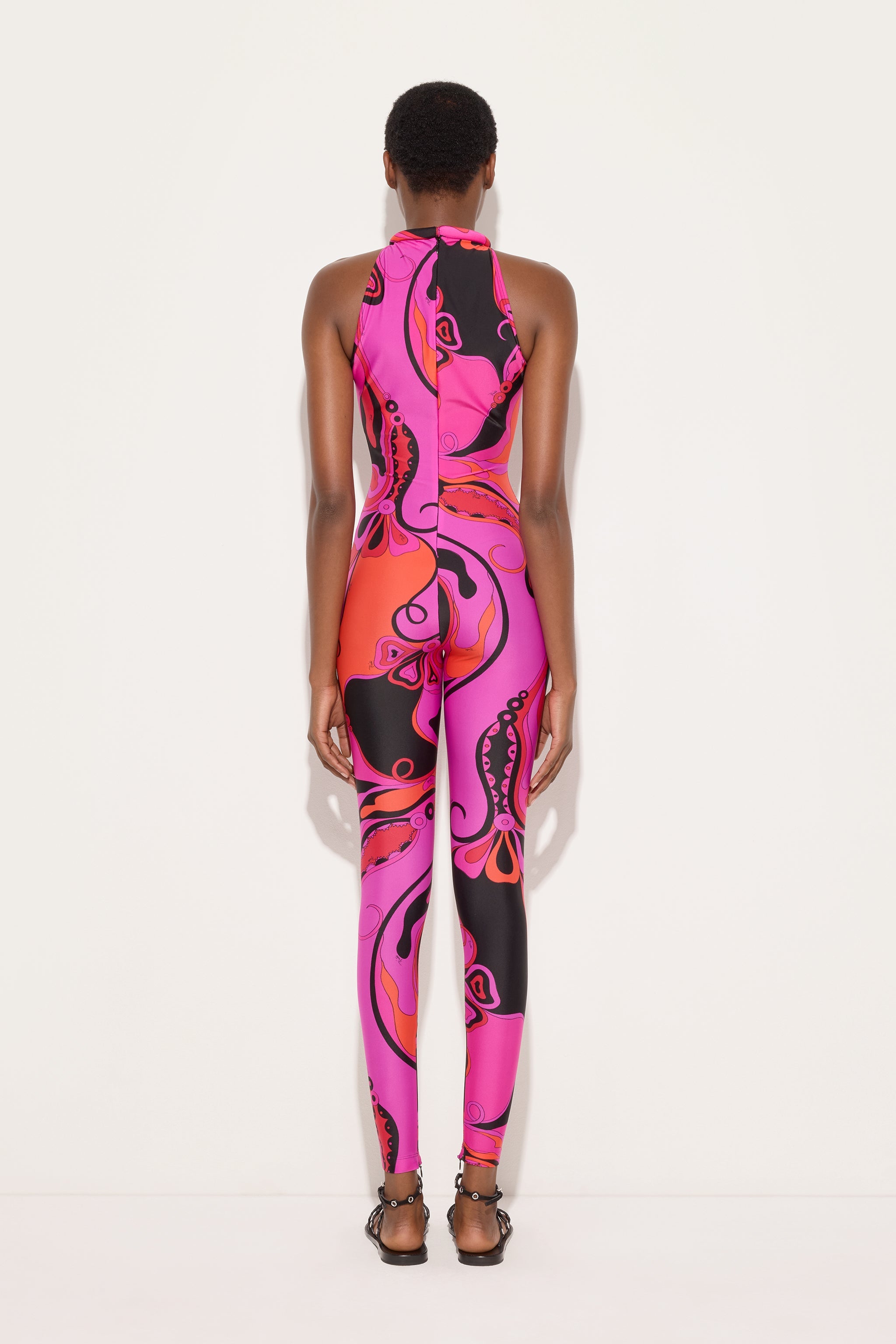 Emilio Pucci Combinaison Orchidées Lycra Fuchsia Sans Manches