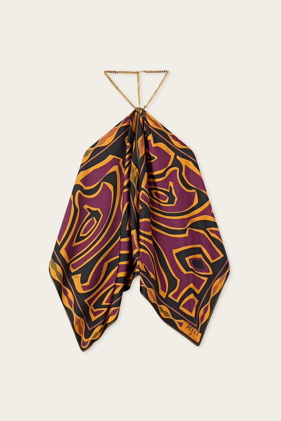 Emilio Pucci Top Catena Haut Bordeaux/Gold soie