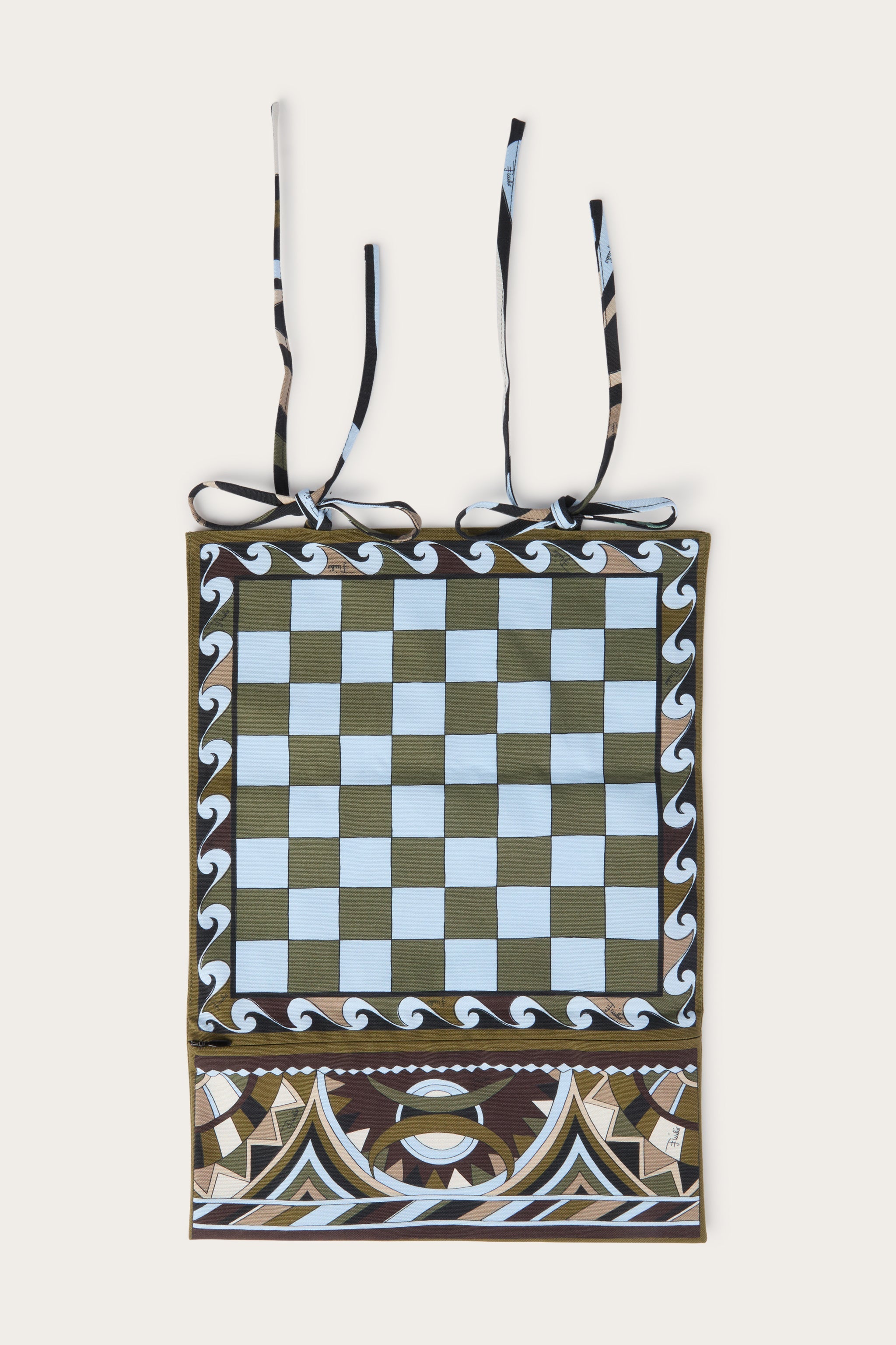 Emilio Pucci Games jeu d'échecs 6HAX016H146P83 kaki bleu coton