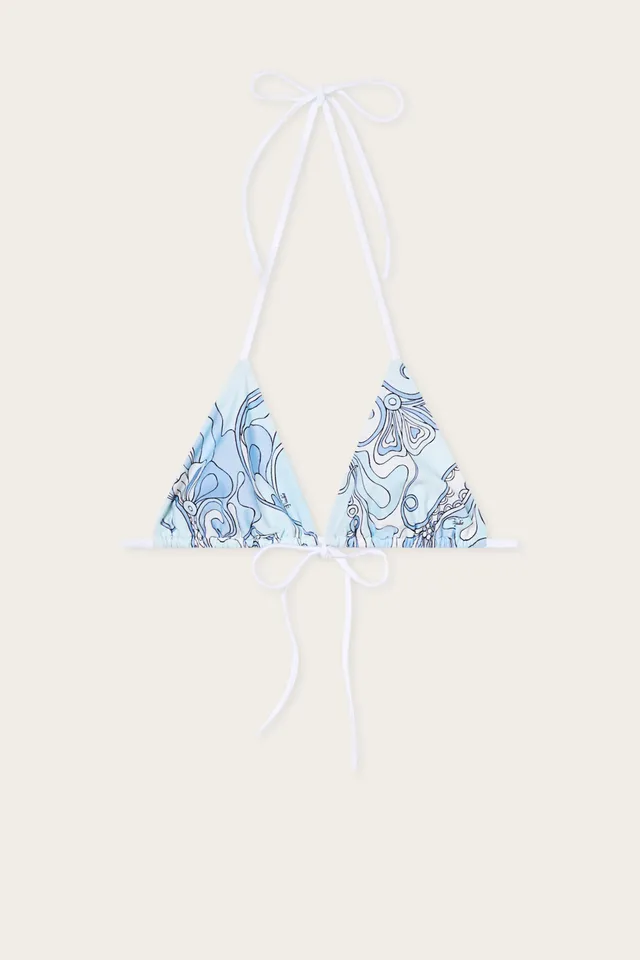 Emilio Pucci Orchidee haut bikini triangle bleu clair XS-XL