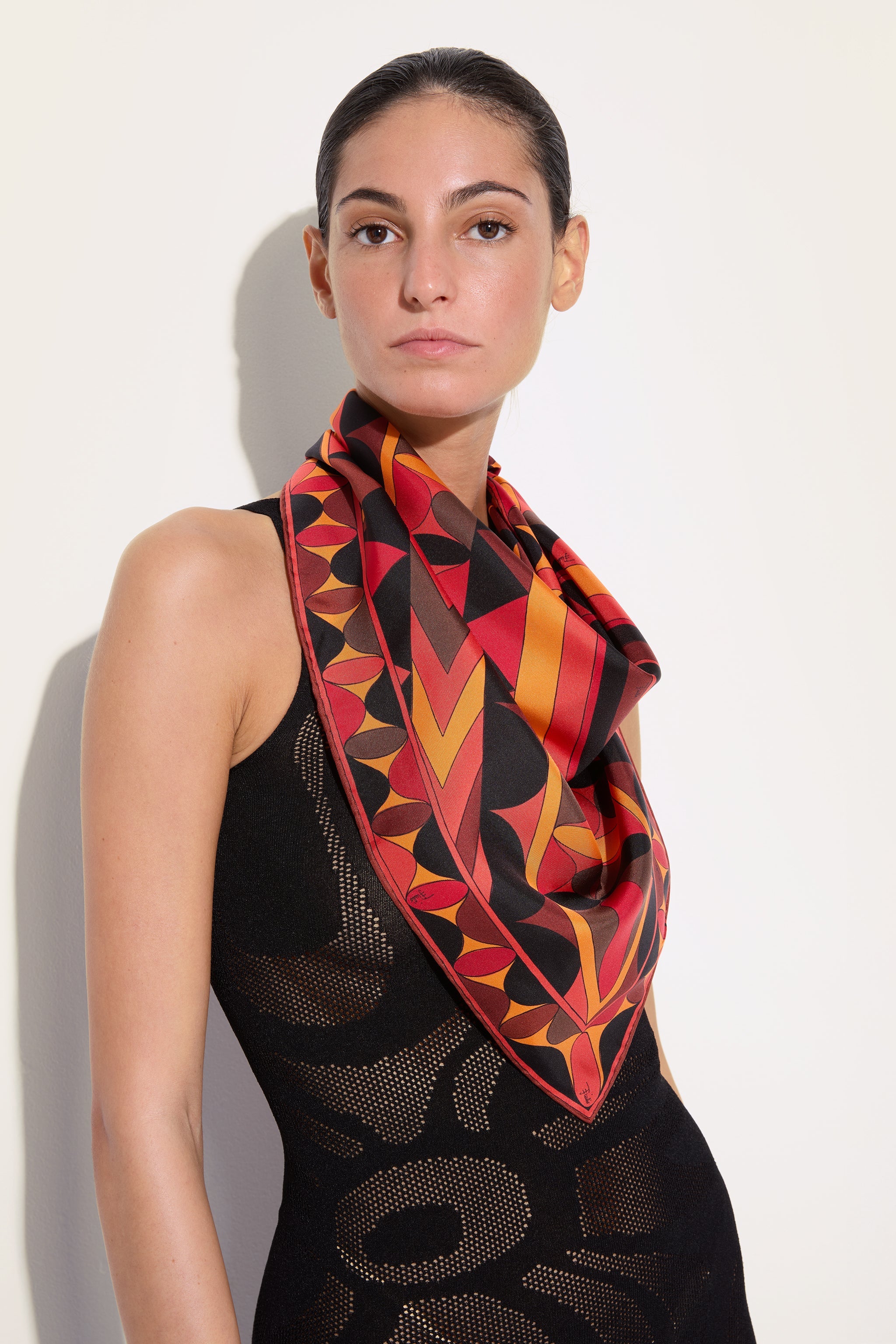 Emilio Pucci Manuba foulard soie orange black