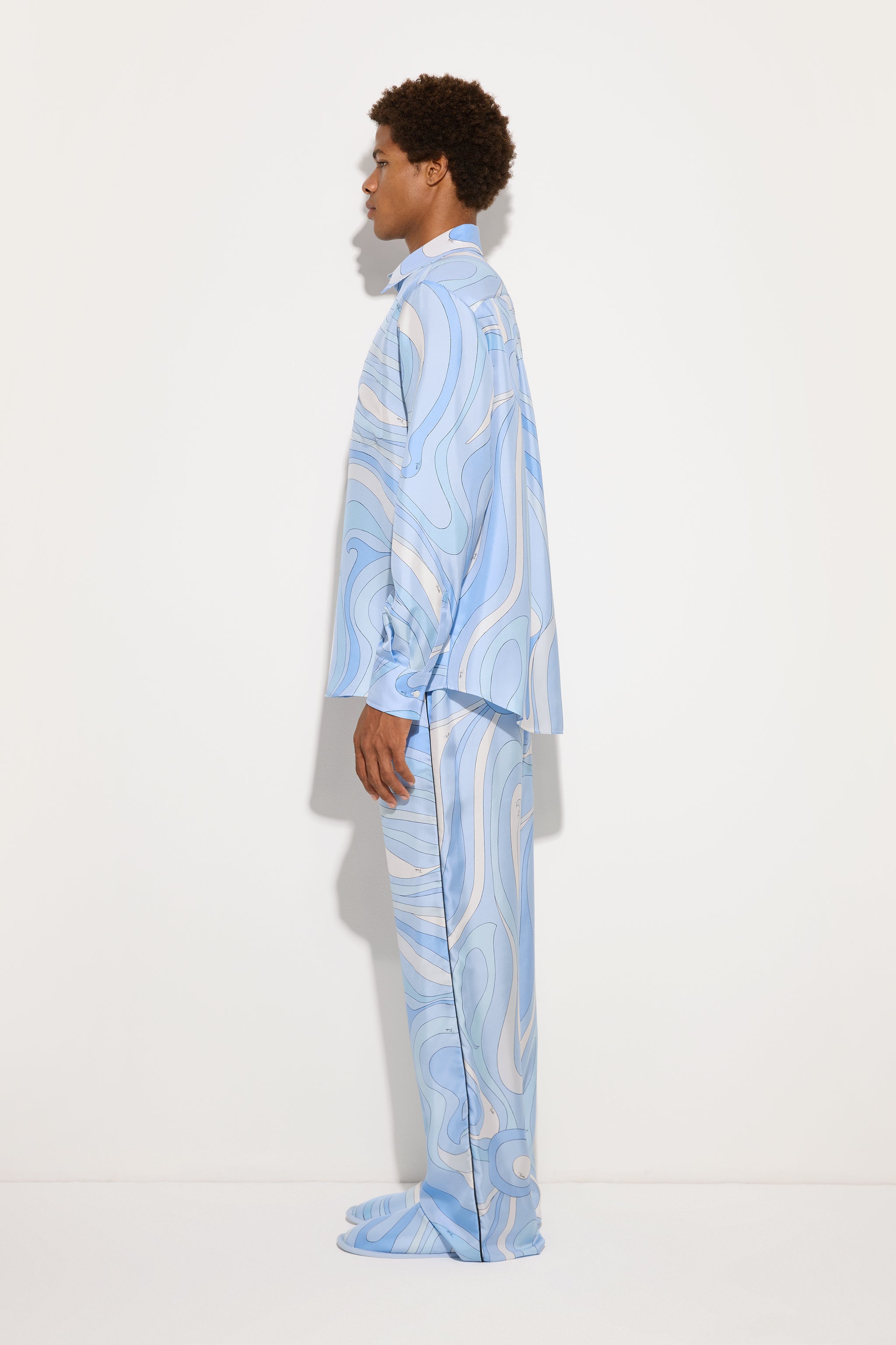 Emilio Pucci Marmo pantalon soie bleu clair S