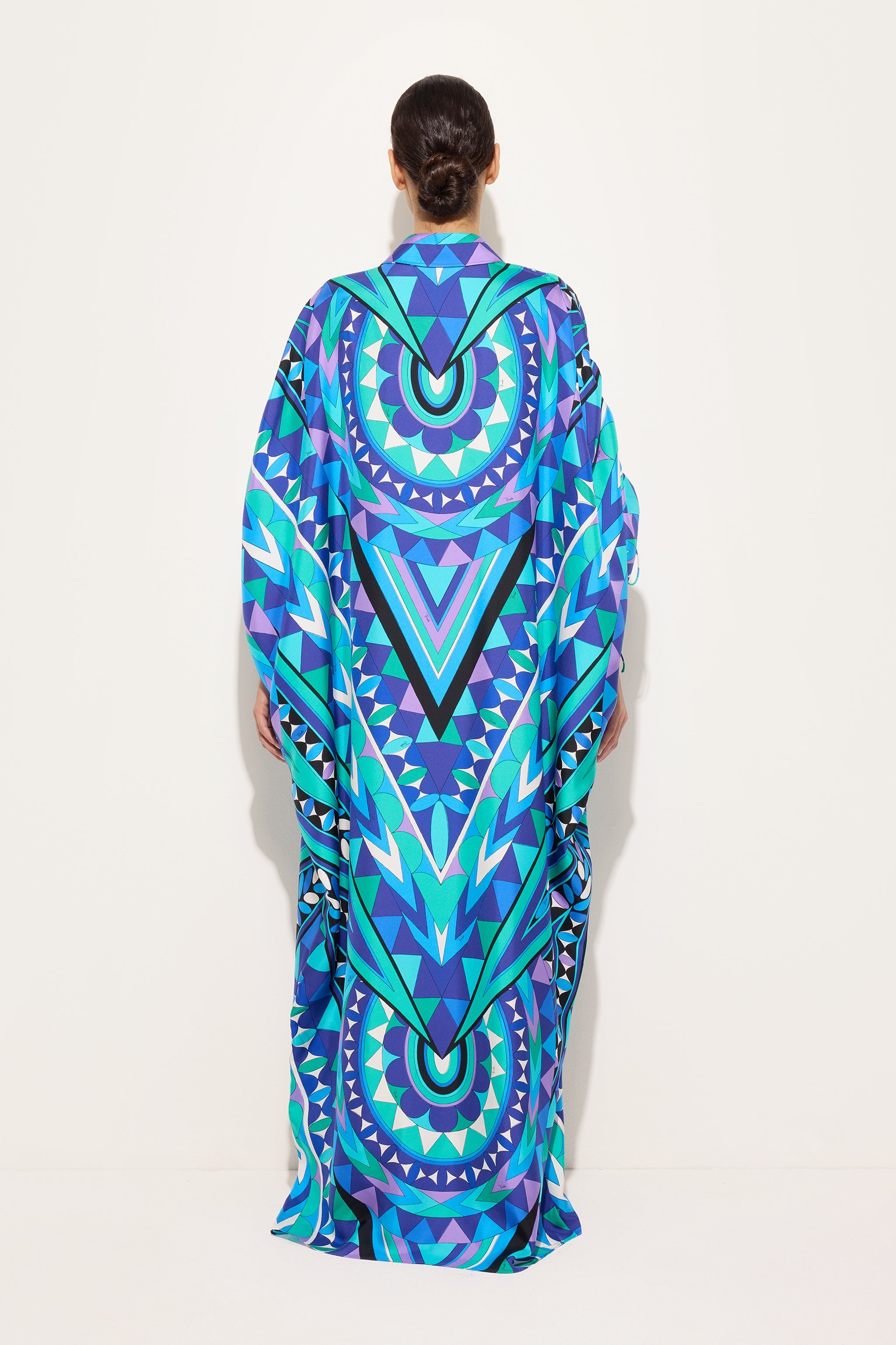 Emilio Pucci Kaftans caftan soie turquoise bleu 38 Manuba