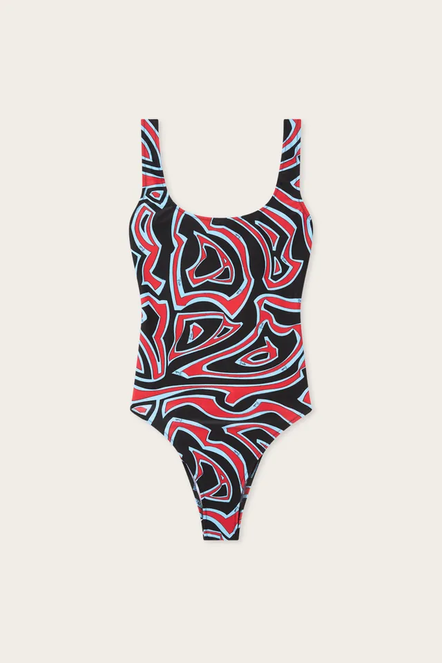 Emilio Pucci Maillot 1 pièce Labirinto rouge bleu lycra