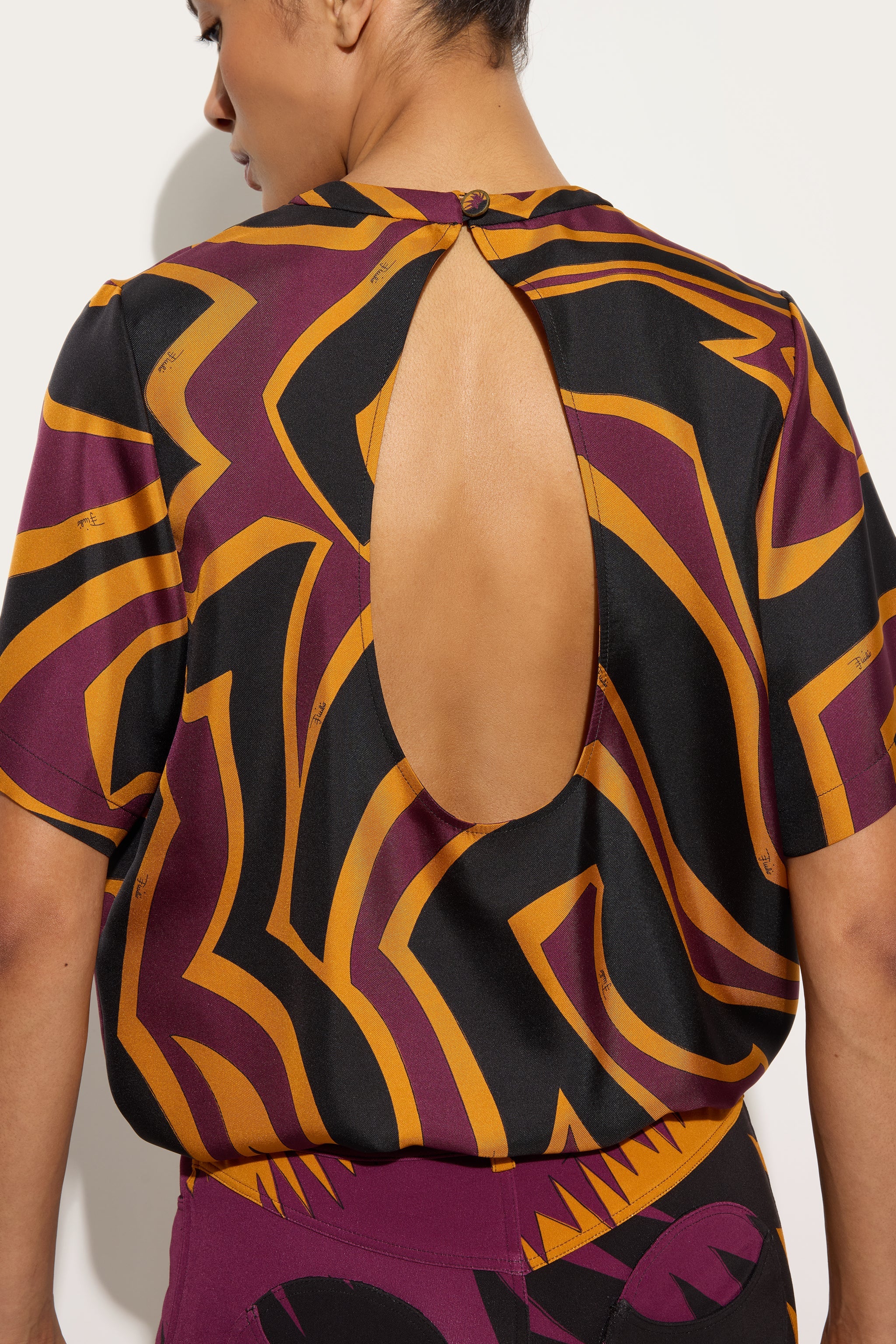 Emilio Pucci Labirinto top soie bordeaux 38