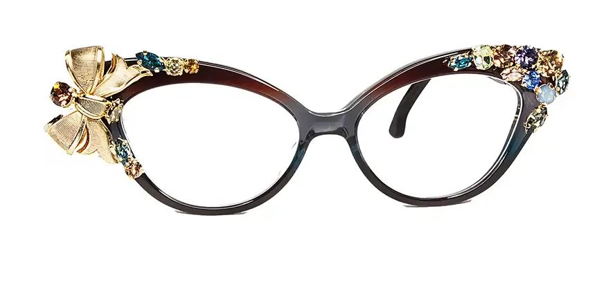 Francis Klein Exceptional KIM monture lunettes de vue cat-eye nœud strass