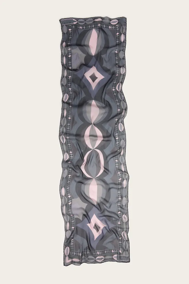 Emilio Pucci Stola Collane étole soie noir rose 57x202 cm