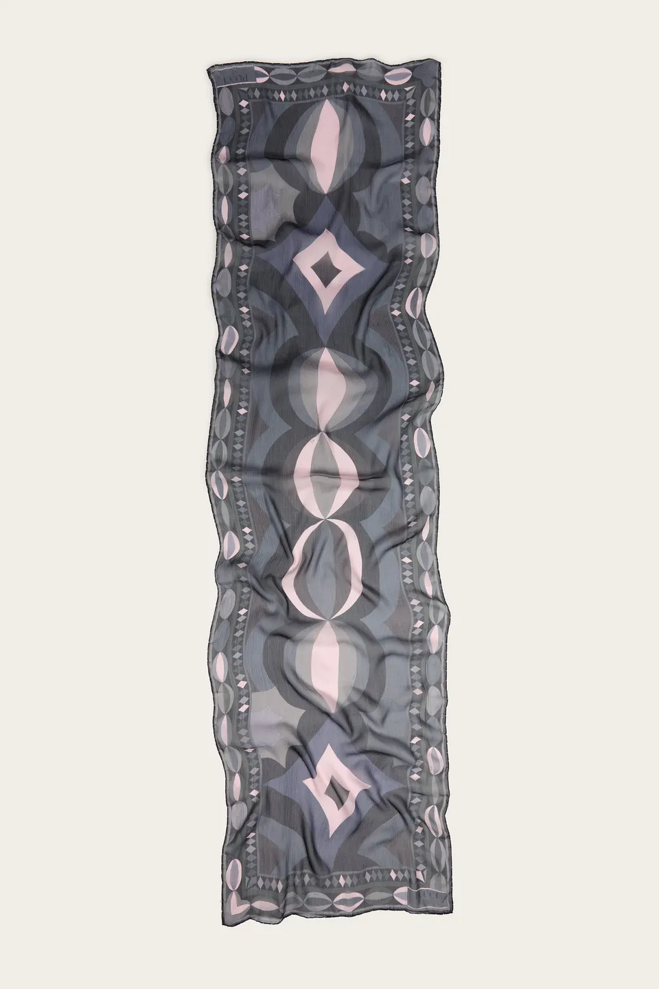 Emilio Pucci Stola Collane étole soie noir rose 57x202 cm