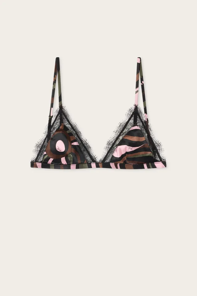 Emilio Pucci Marmo Bralette soie kaki rose XS