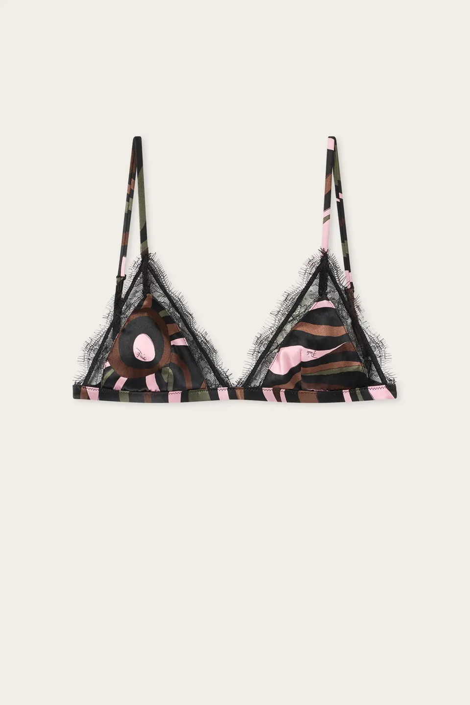 Emilio Pucci Marmo Bralette soie kaki rose XS