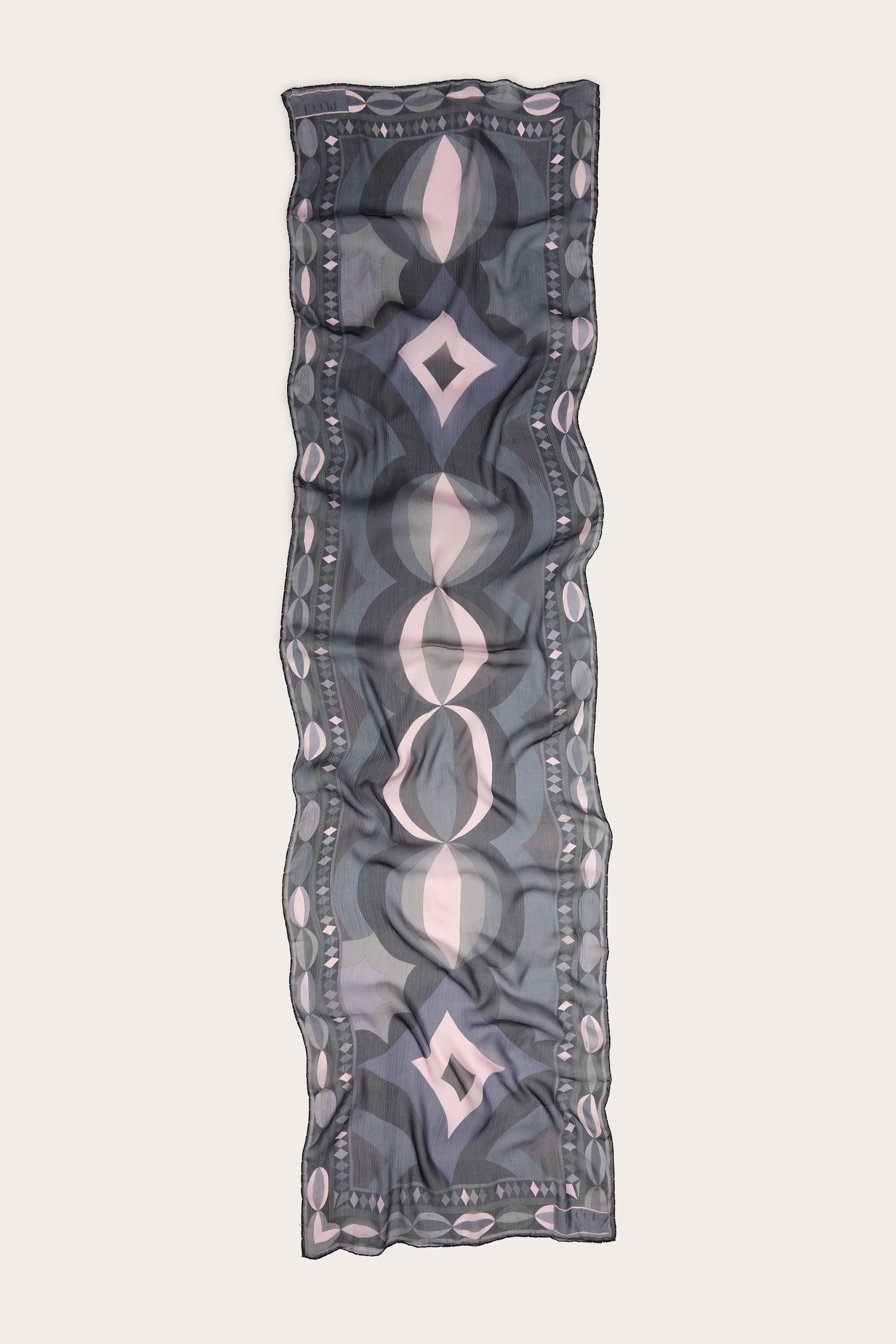 Emilio Pucci Stola Collane étole soie noir rose 57x202 cm