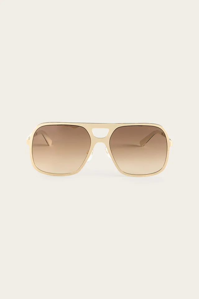 Emilio Pucci aviateur lunettes de soleil marron métal doré