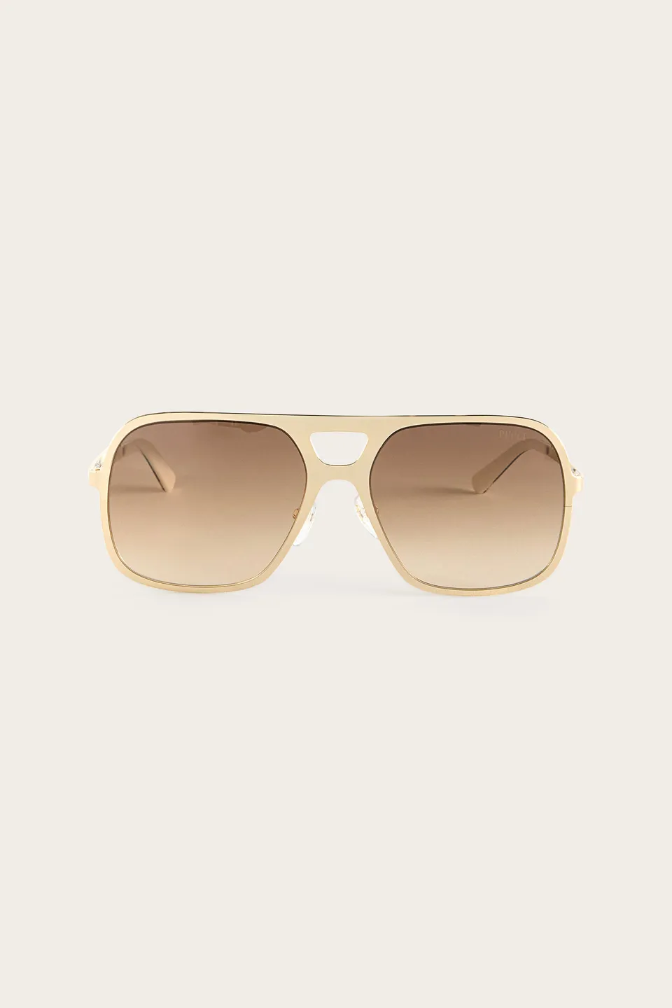 Emilio Pucci aviateur lunettes de soleil marron métal doré