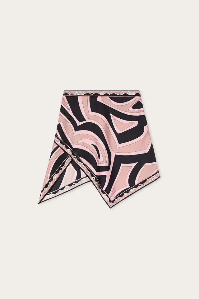Emilio Pucci Jupe Labirinto jupe soie nude foulard zip