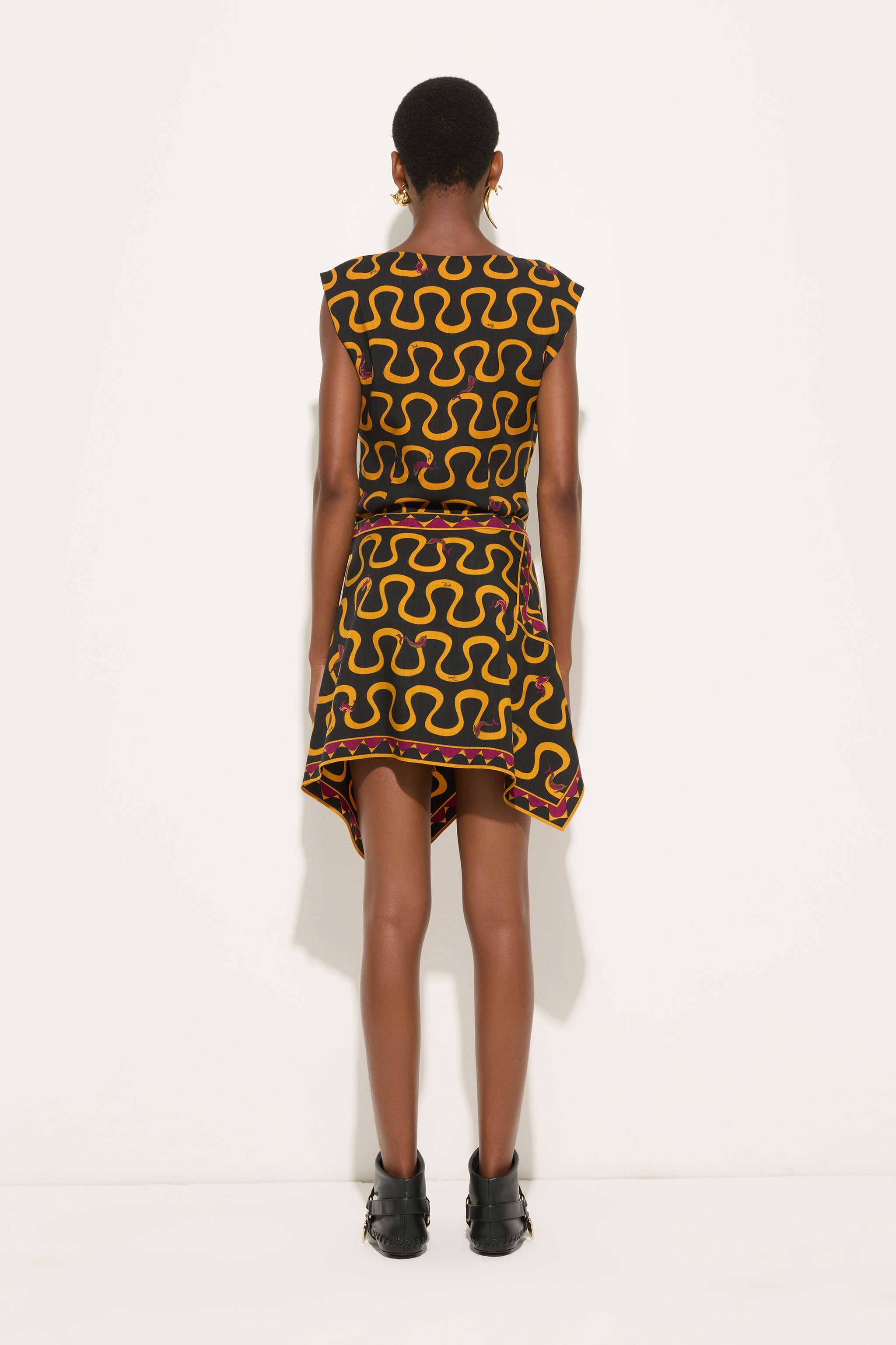 Emilio Pucci Onda jupe bordeaux or twill laine