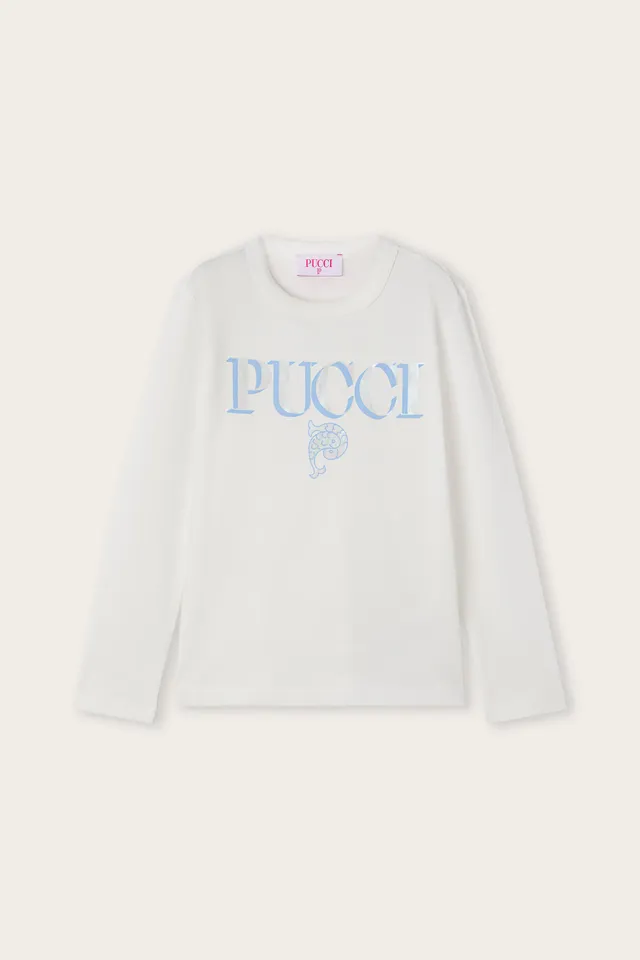 Emilio Pucci T-Shirt manches longues ivoire coton bio