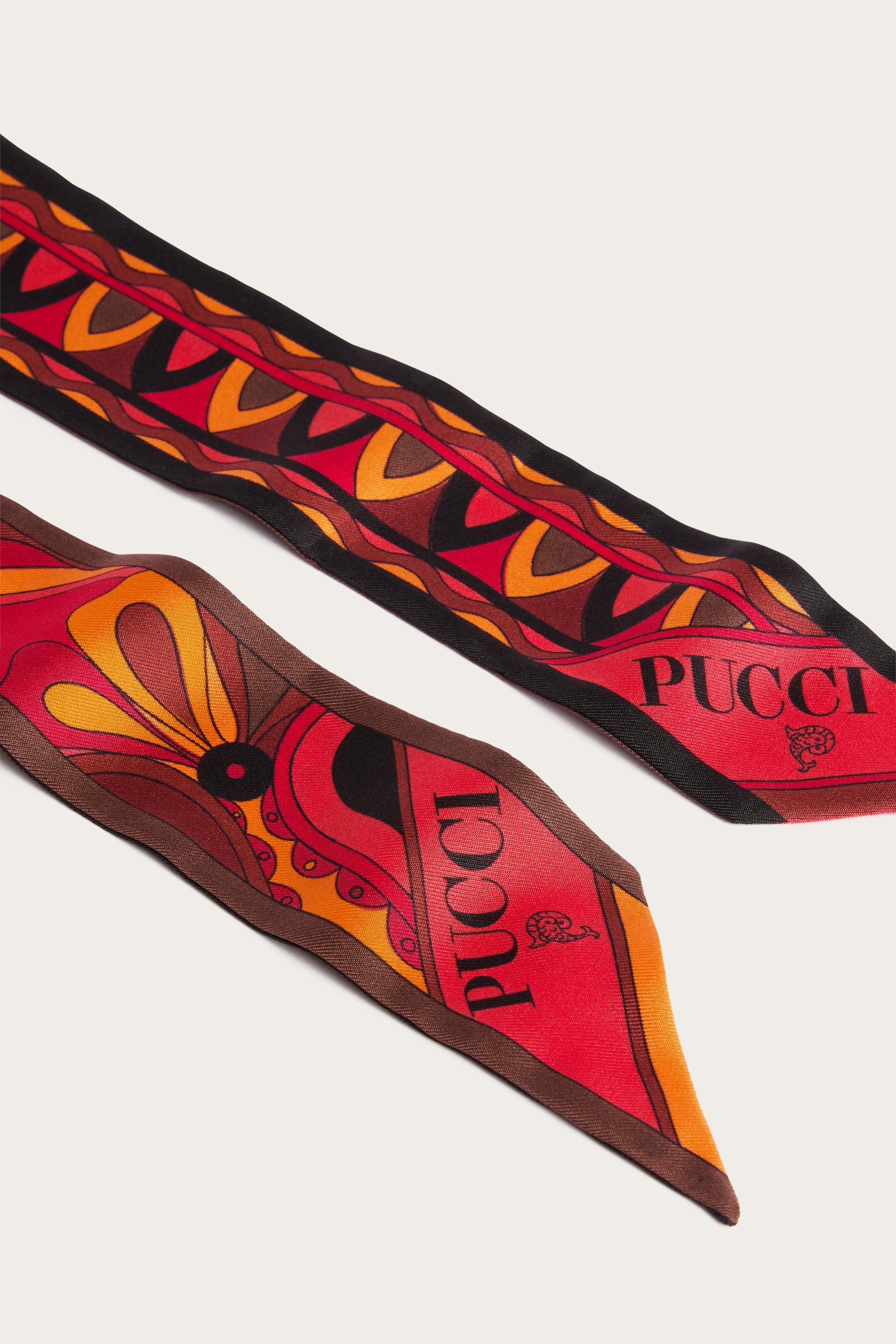 Emilio Pucci Silks Mix Stampe bandeau orange noir 5x70