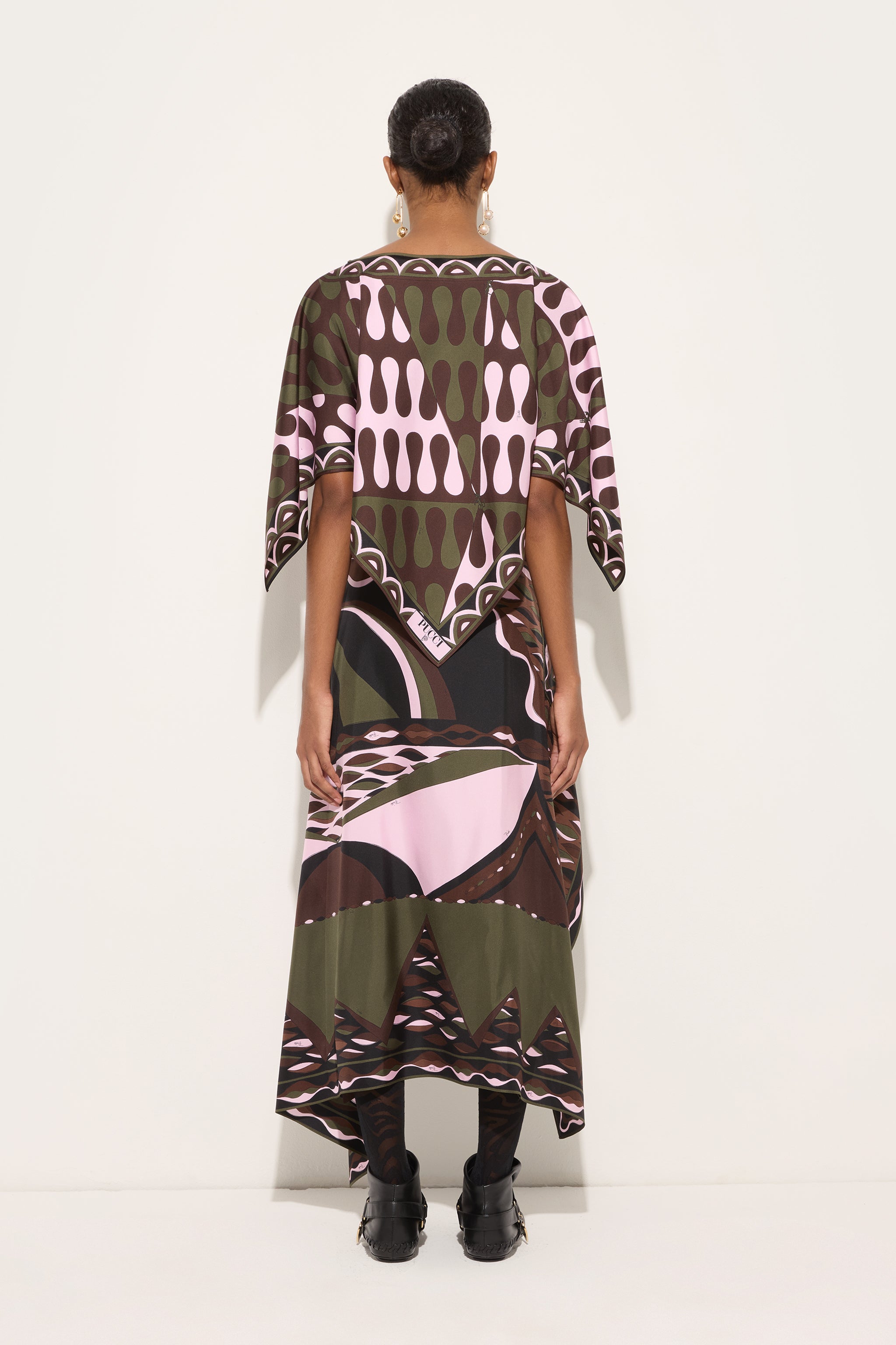 Emilio Pucci Leocorno blouse soie kaki/rose OS