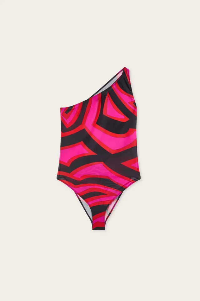 Emilio Pucci Swimsuits Body Monospalla maillot fuchsia mesh