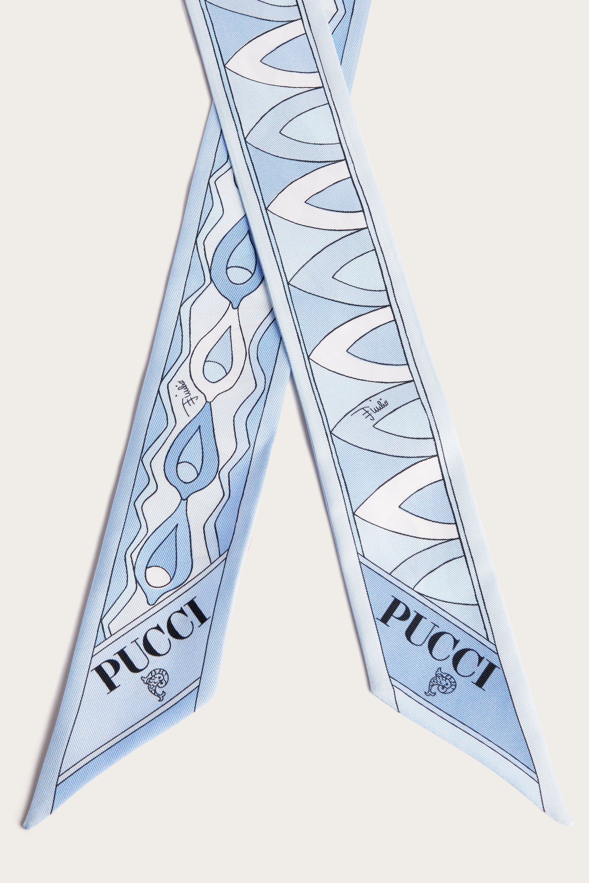 Emilio Pucci Foulard Soie bandeau bleu clair 5x120 cm
