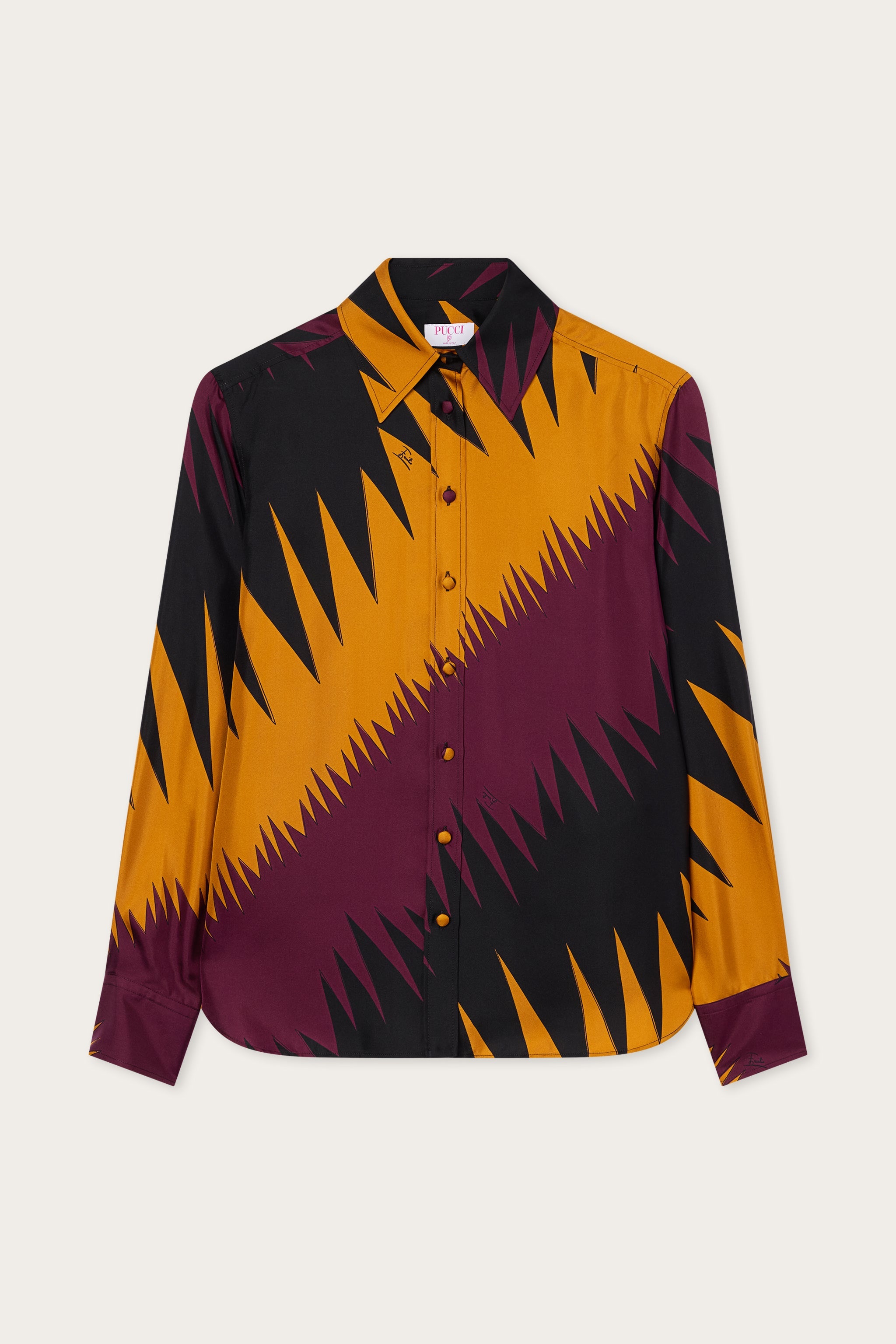 Emilio Pucci Drago chemise soie bordeaux or 38