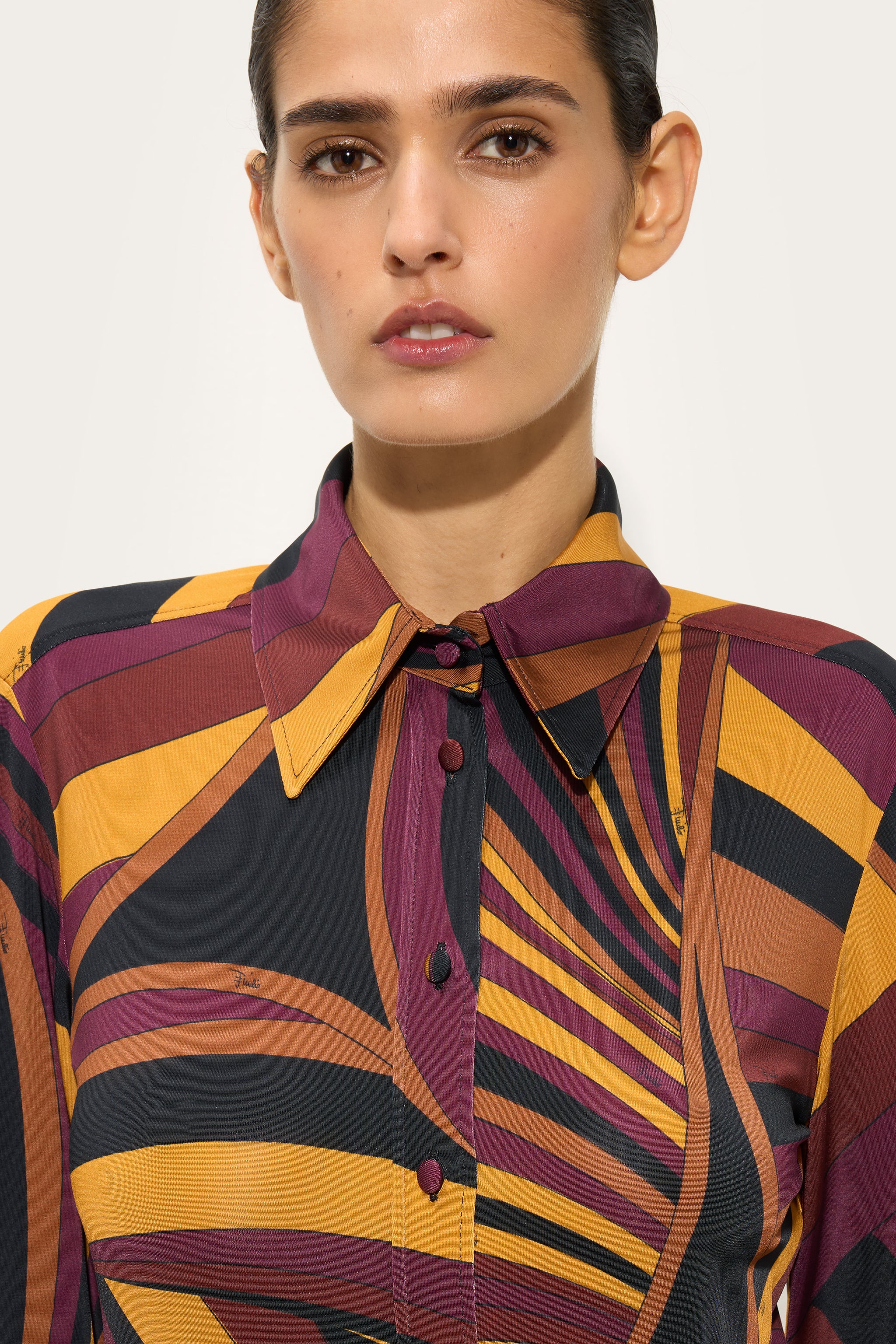 Emilio Pucci Iride Chemise Satin Bordeaux Gold