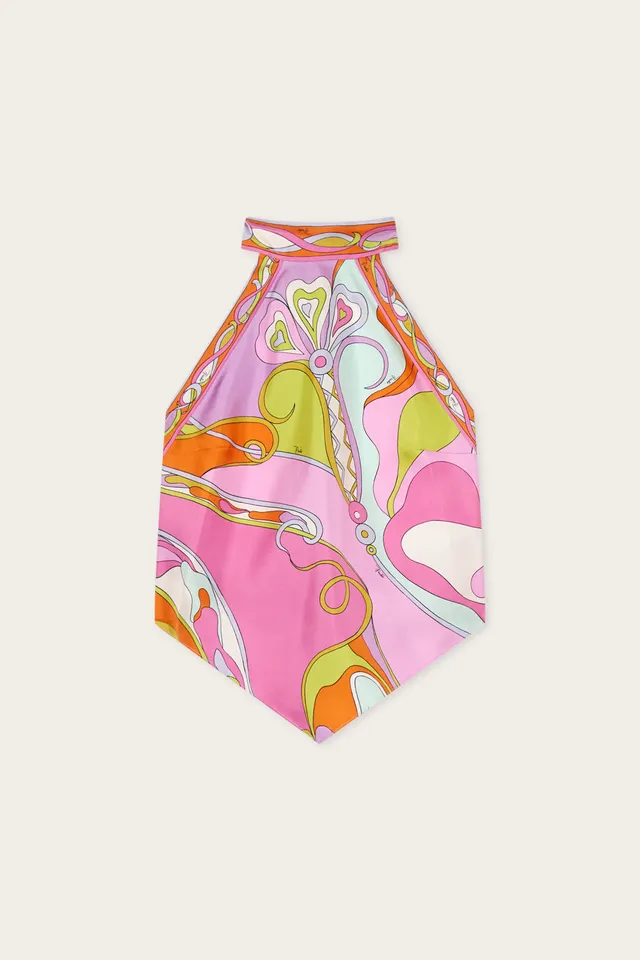 Emilio Pucci Orchidee Top Soie Multicolore