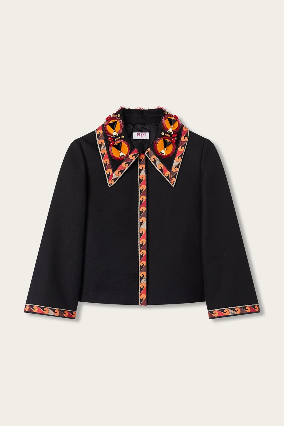 Emilio Pucci Jackets veste coton col brodé noir 38