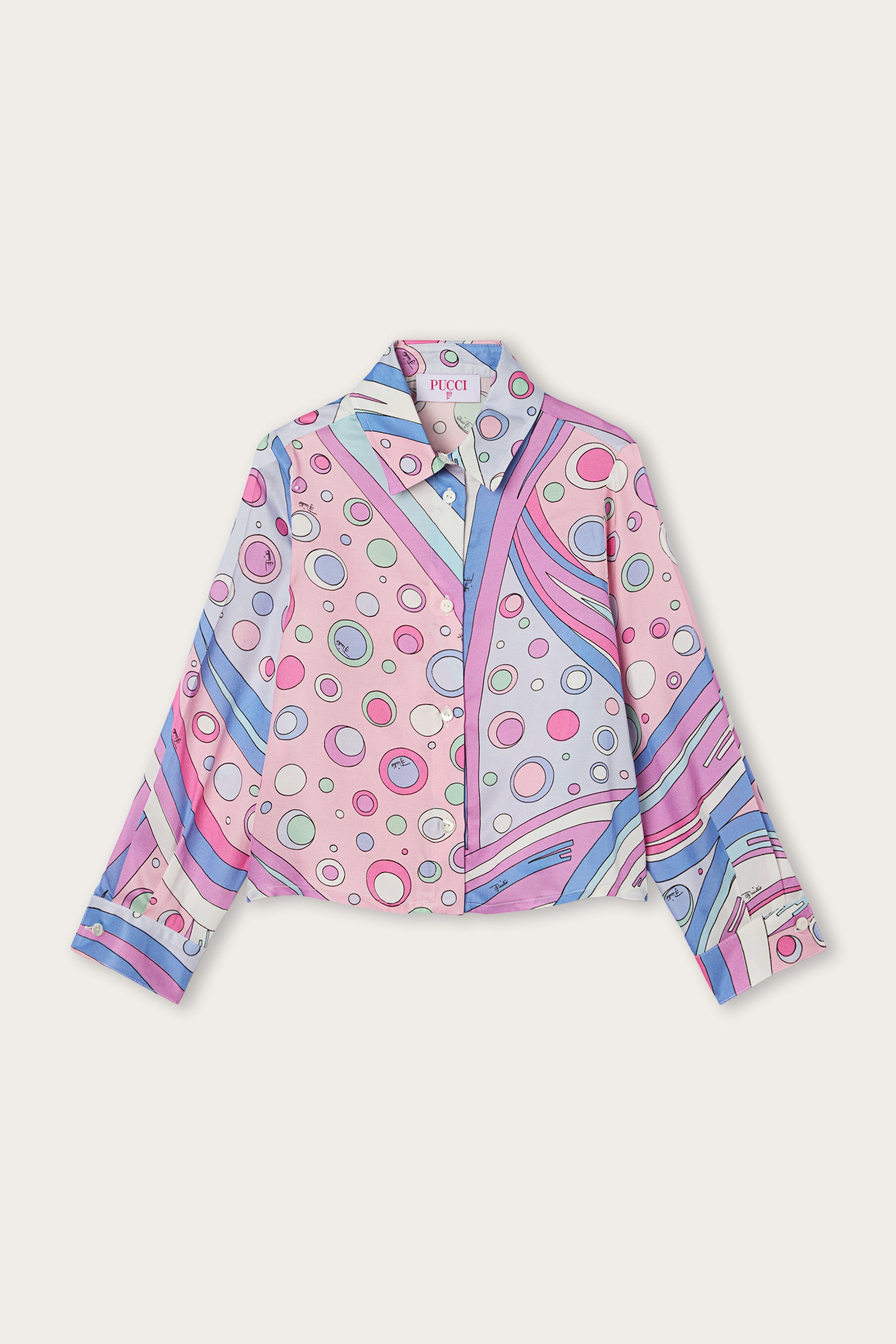 Emilio Pucci Chemise Fontane Fille Rose Bleu 4-14 Ans