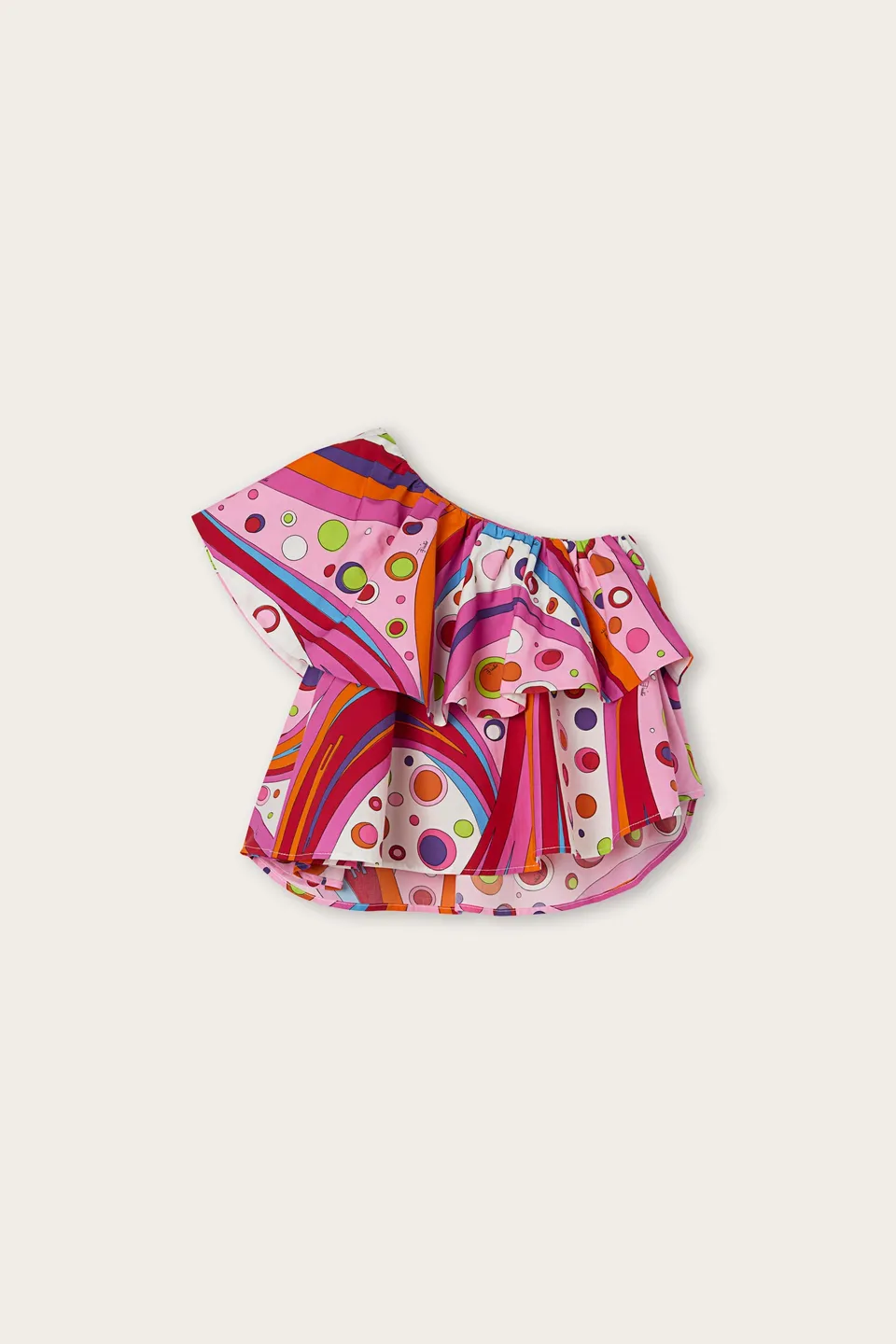 Emilio Pucci Fontane Top Monospalla Coton Fille 8Y