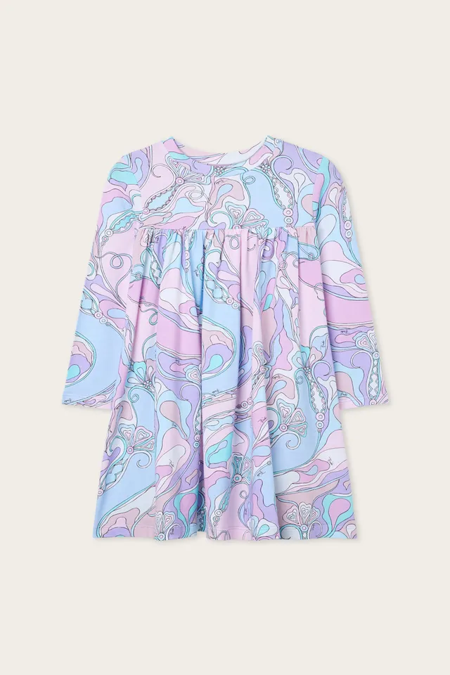 Emilio Pucci Orchidee robe fille coton rose bleu