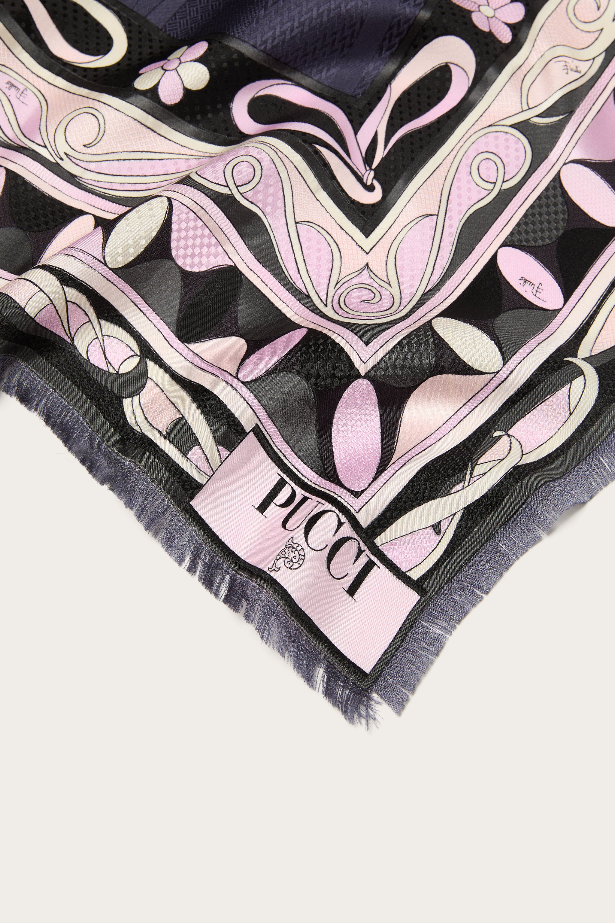 Emilio Pucci Silks Stola Mix étole noir rose 180x64