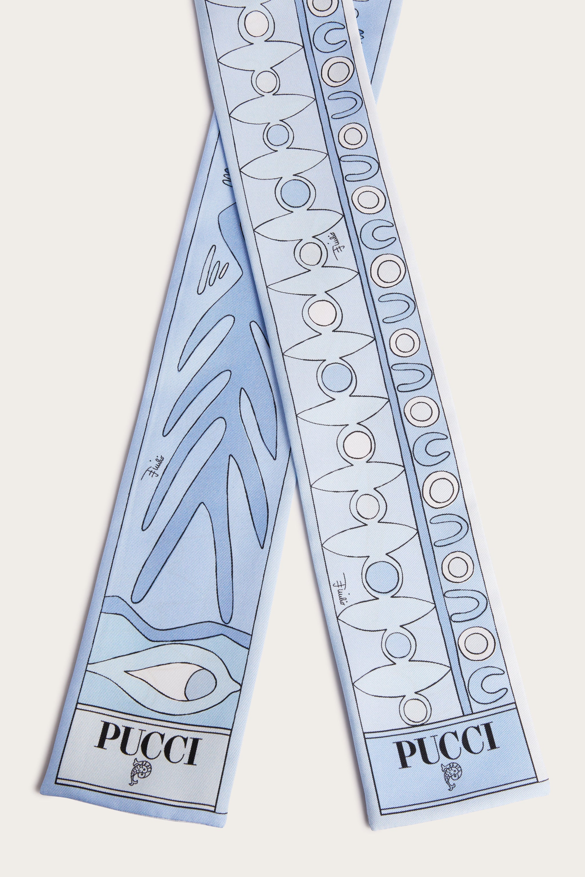 Emilio Pucci Foulard Soie Twill Femme Bleu Clair 8x160