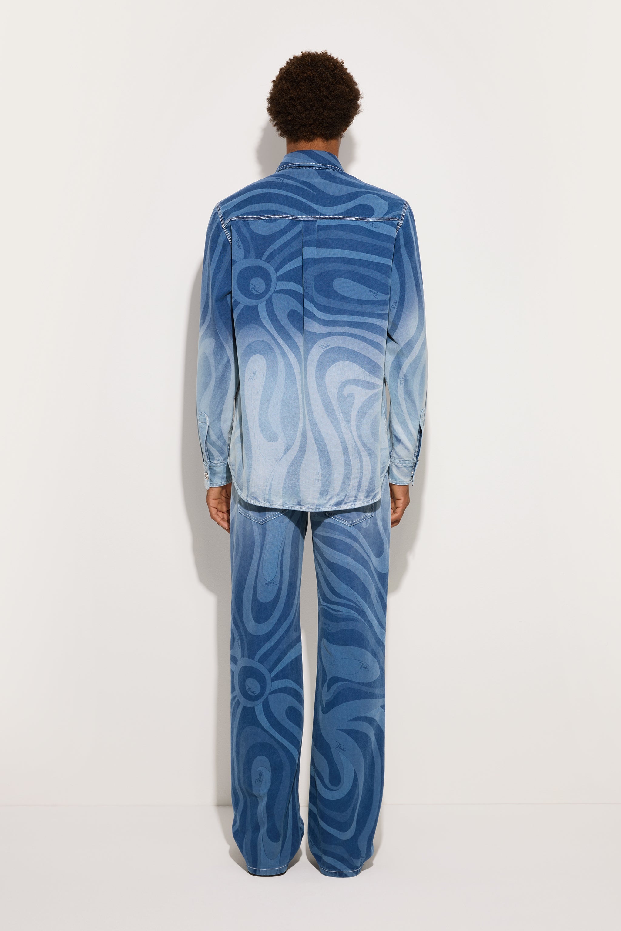 Emilio Pucci Marmo veste jean oversize bleu clair homme