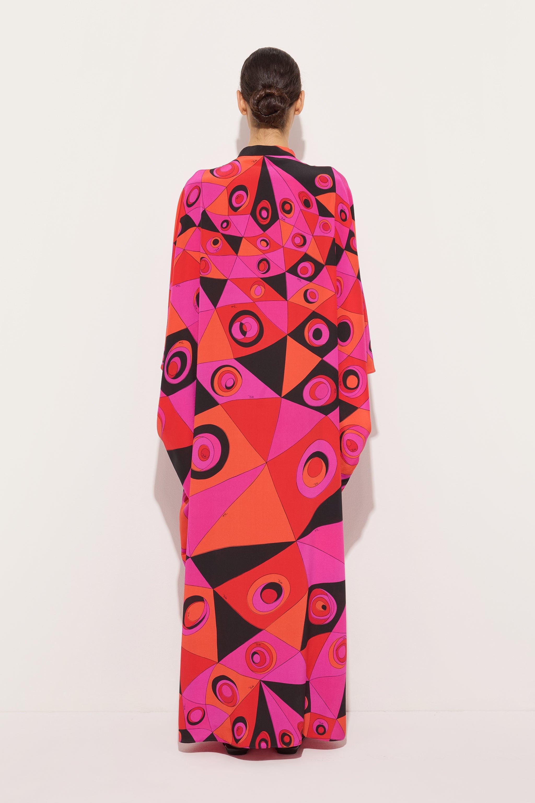 Emilio Pucci Occhi caftan soie fuchsia noir