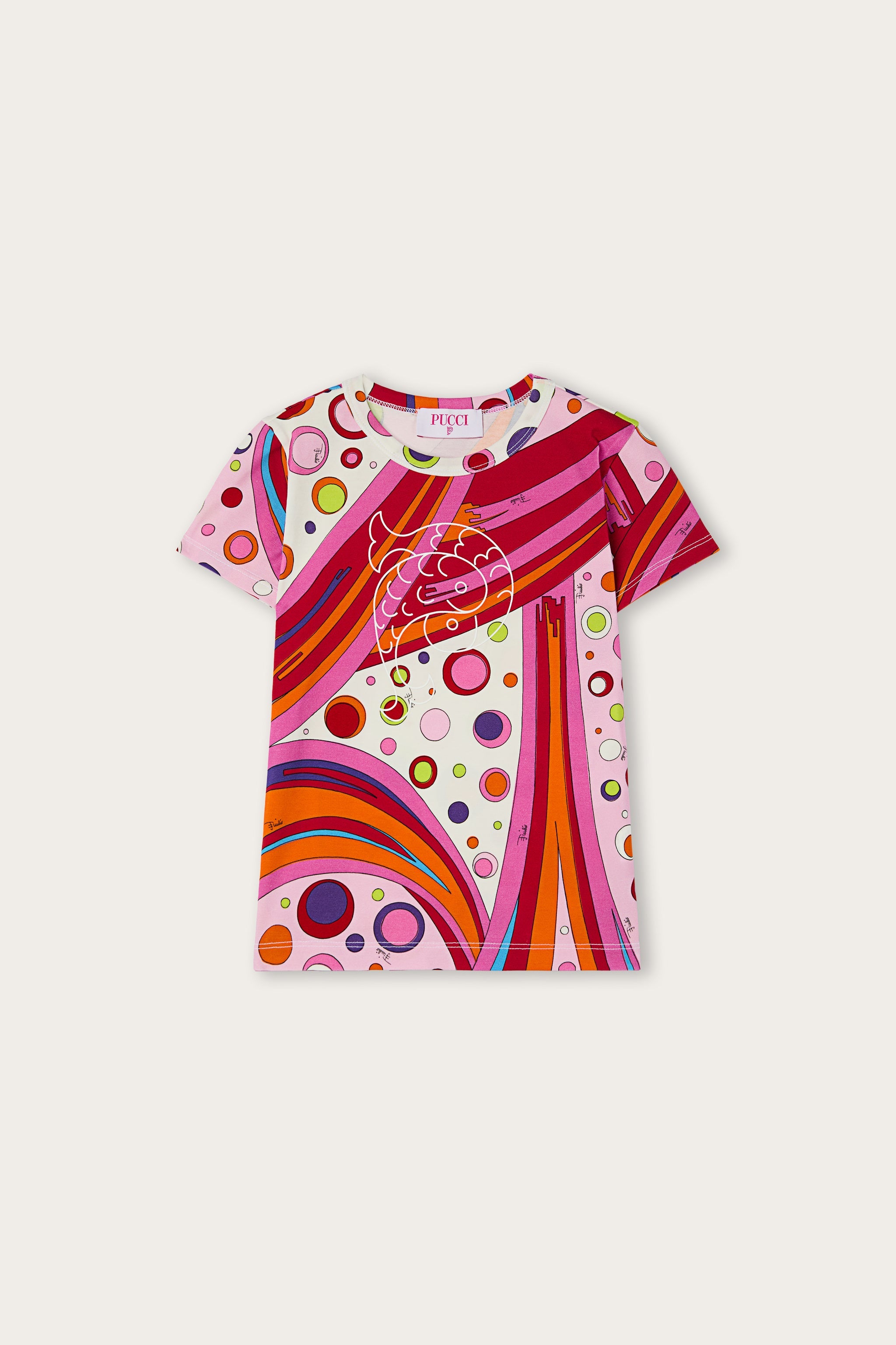 Emilio Pucci Junior T-Shirt Jersey Fontane Multicolore