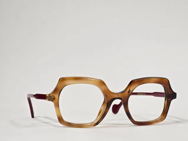 Xavier Derome Epsilon C213 lunettes de vue miel bordeaux acétate