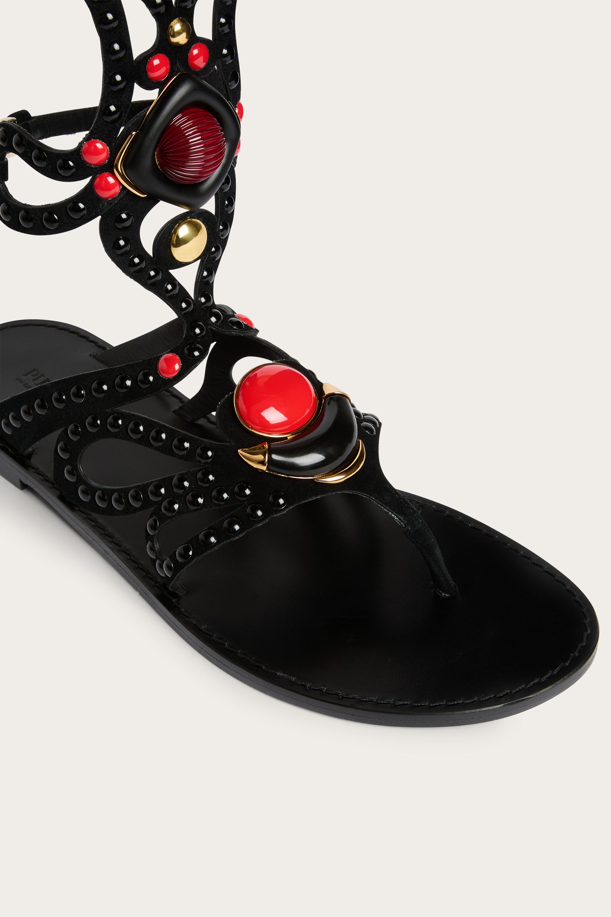 Emilio Pucci Sandales gladiateur cuir noir 38