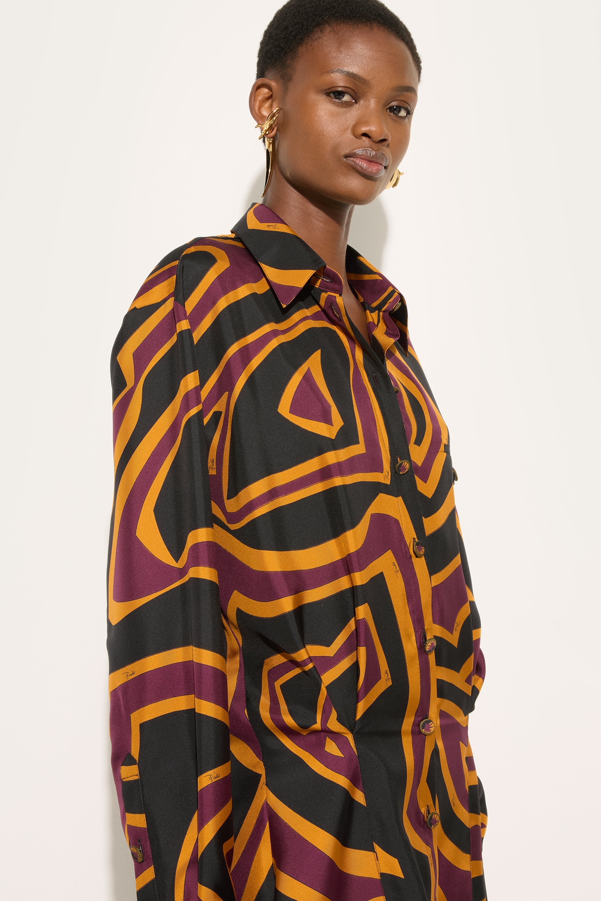 Emilio Pucci Labirinto 6URG626U741 robe soie bordeaux or