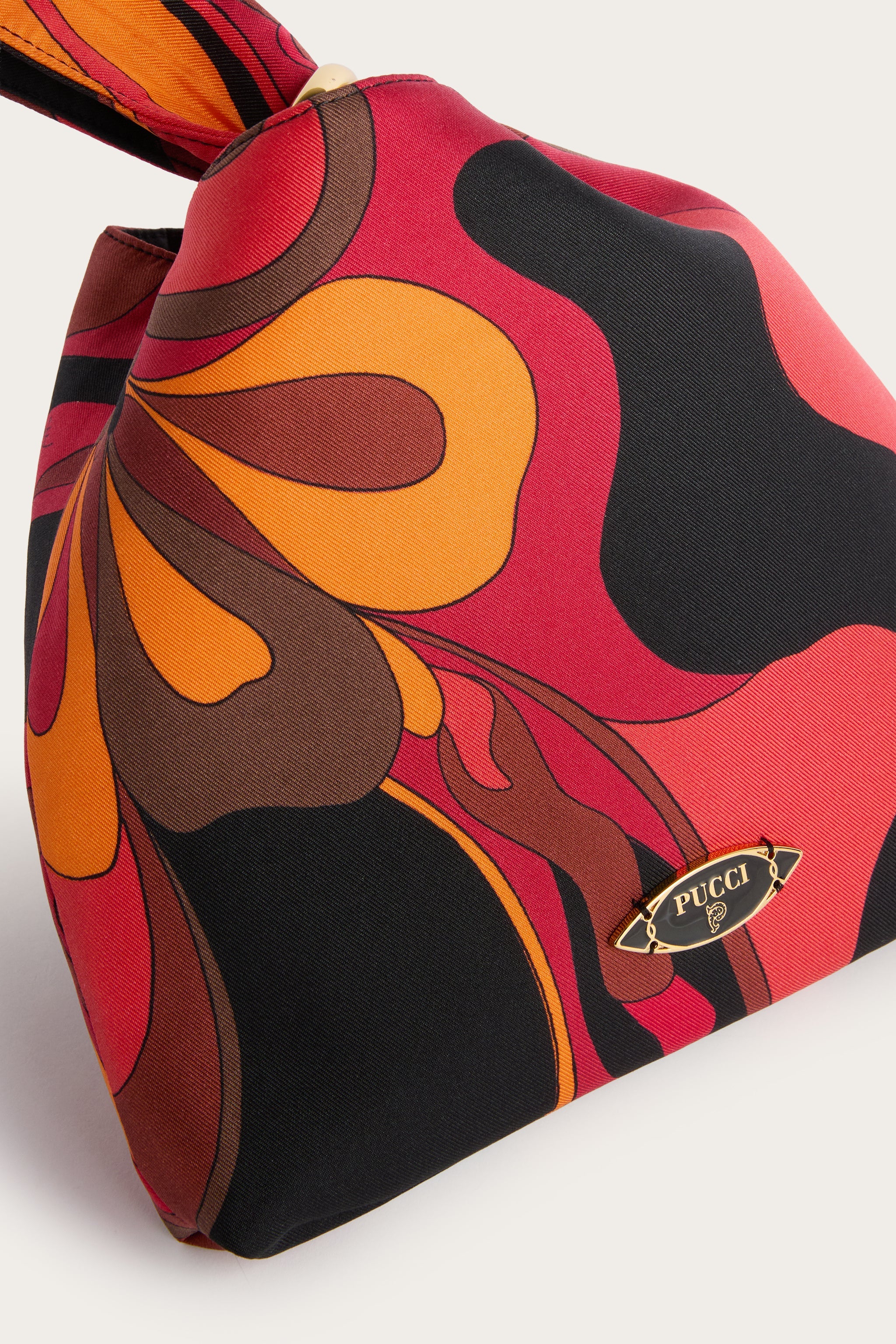 Emilio Pucci Emilio sac pochette soie orange noir