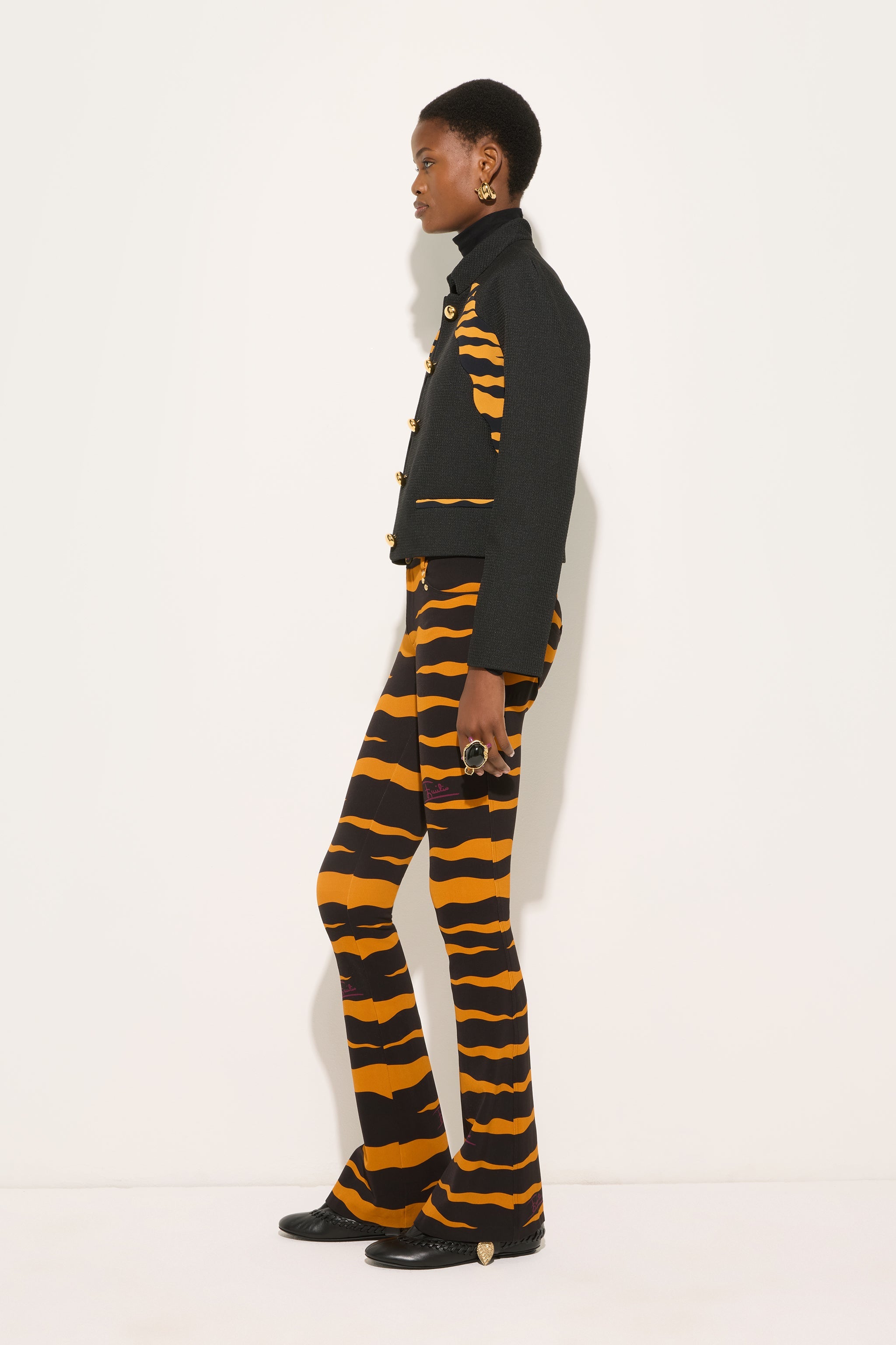 Emilio Pucci veste noire polyester détails imprimés 38