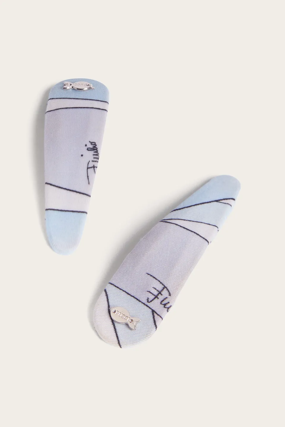 Emilio Pucci Marmo set 2 barrettes bleu clair